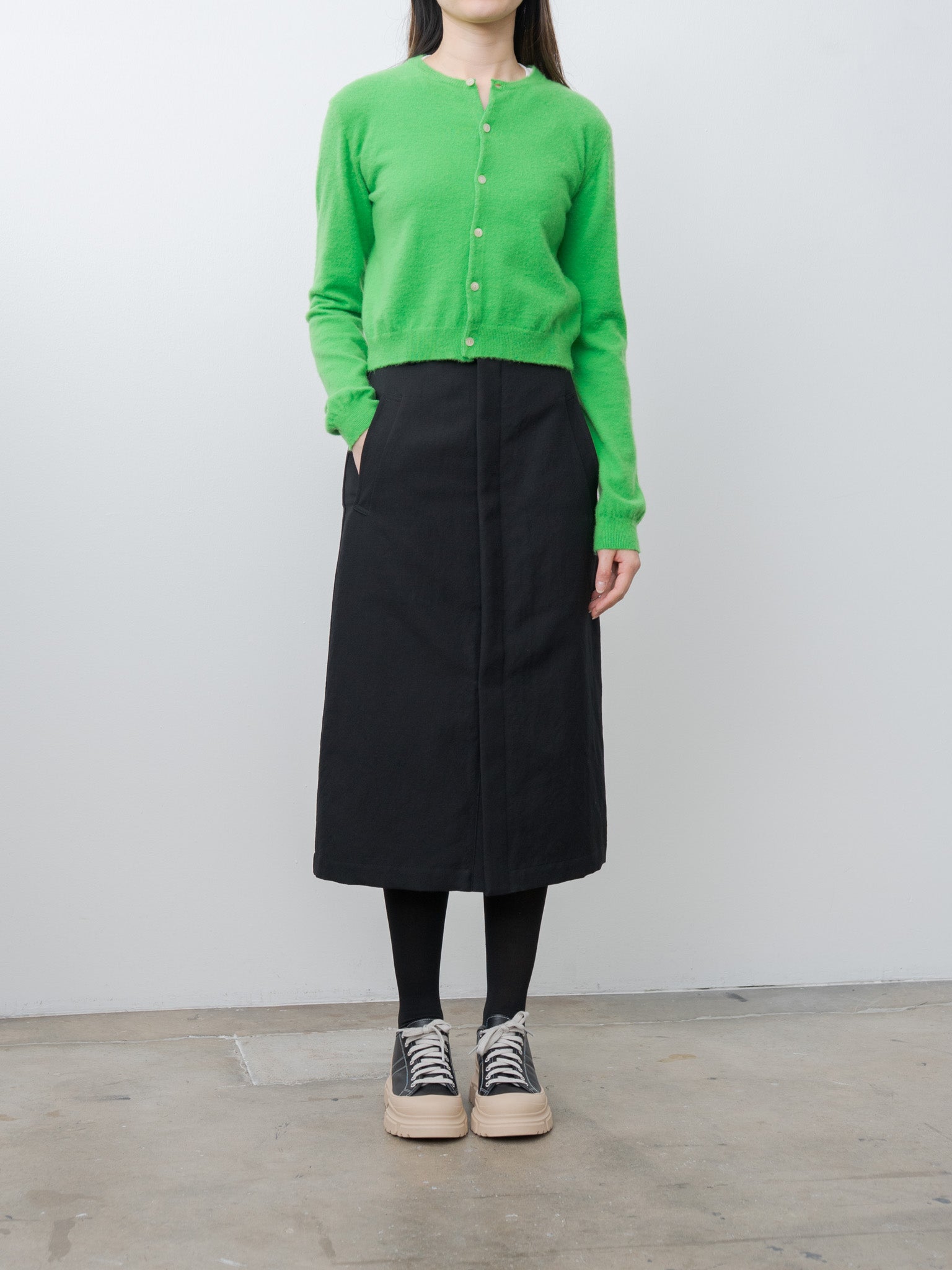 Namu Shop - Auralee Brushed Cashmere Cotton Knit Cardigan - Green
