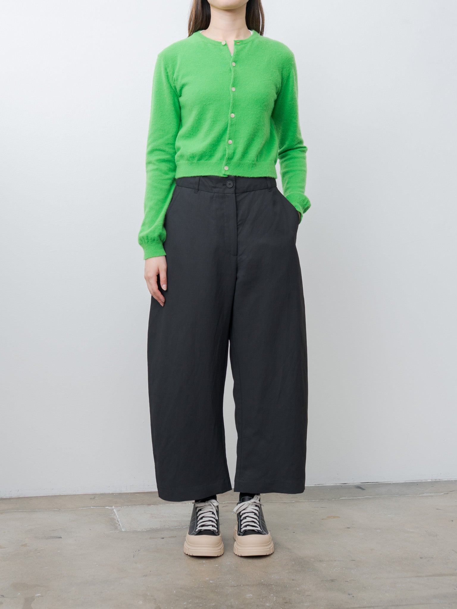 Namu Shop - Studio Nicholson CHALCO Wide Crop Pant - Black Grape