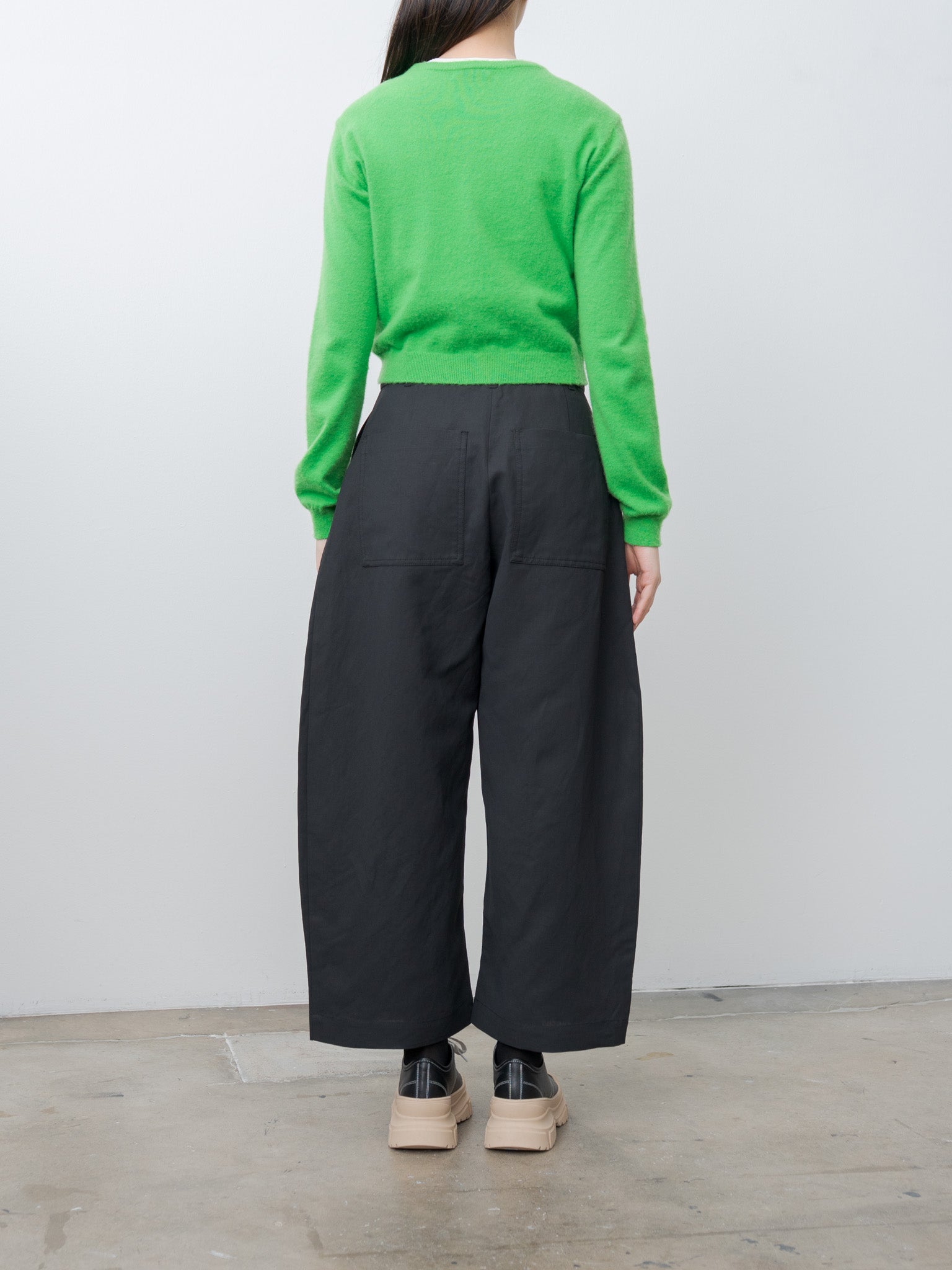 Namu Shop - Studio Nicholson CHALCO Wide Crop Pant - Black Grape