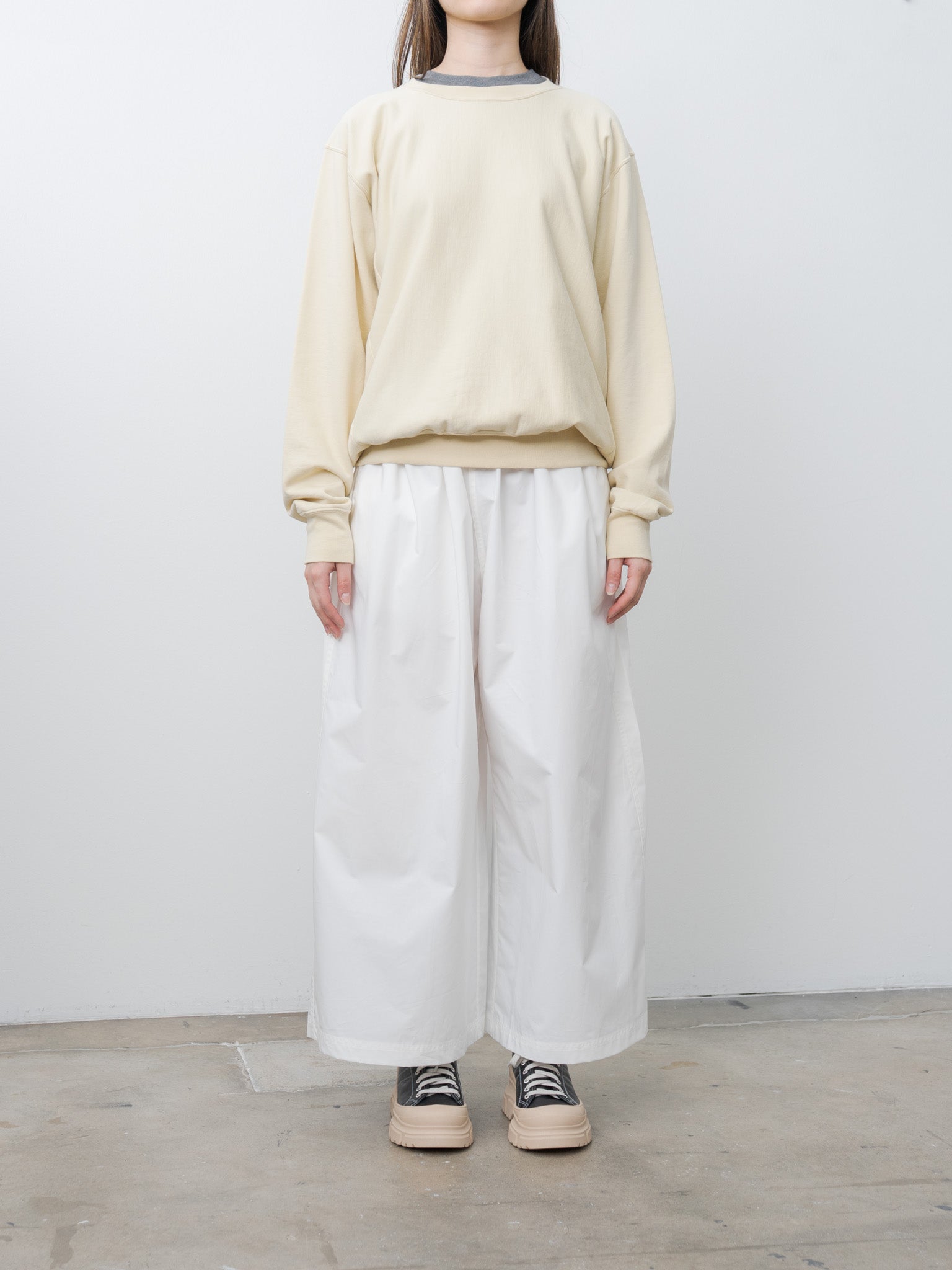 Namu Shop - Auralee Elastic High Gauge Sweat P/O - Ivory Beige (men's)