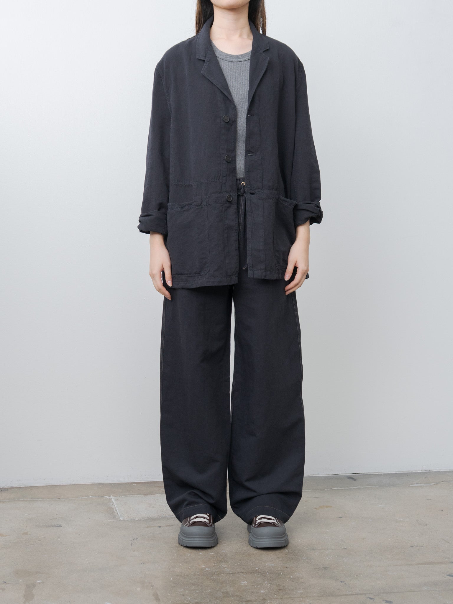 Namu Shop - Studio Nicholson SONNY Drawstring Pants - Black Grape