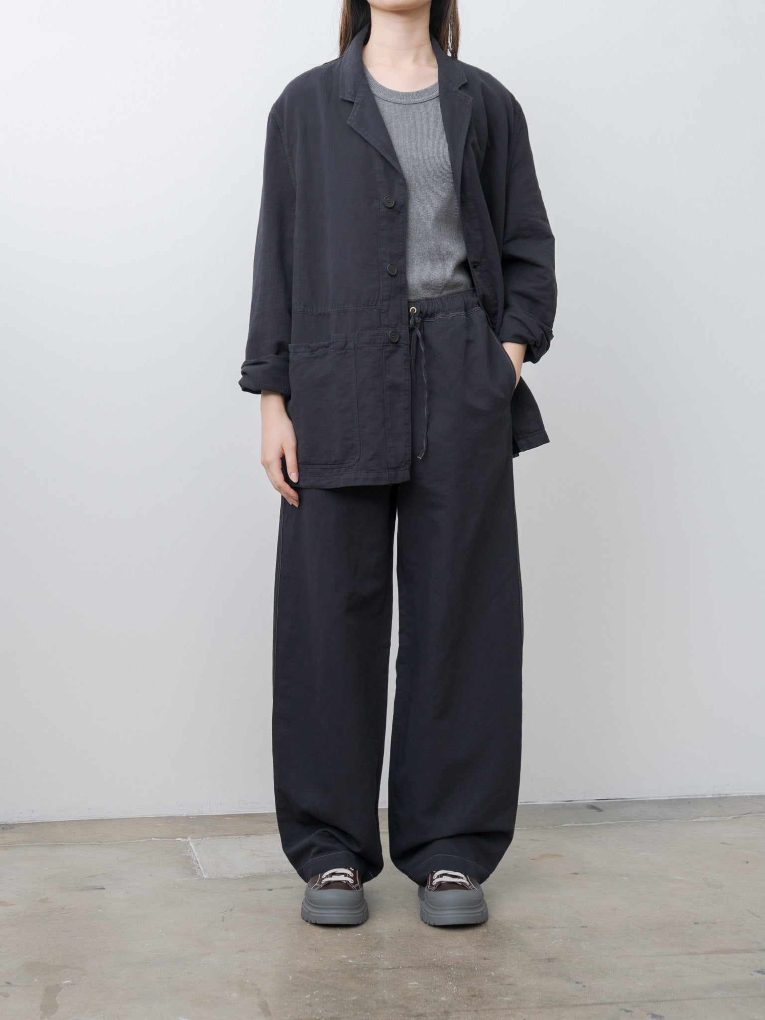 Namu Shop - Studio Nicholson SONNY Drawstring Pants - Black Grape