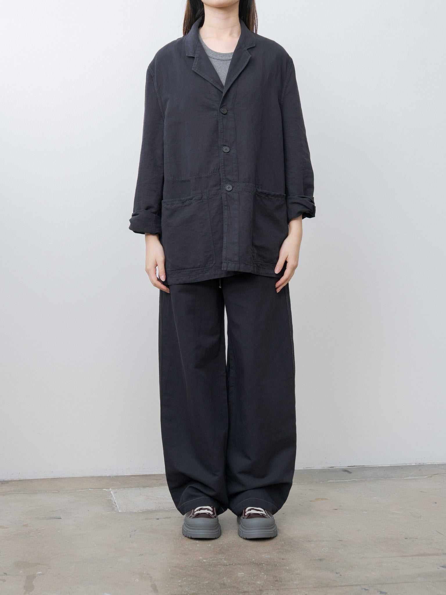 Namu Shop - Studio Nicholson SONNY Drawstring Pants - Black Grape