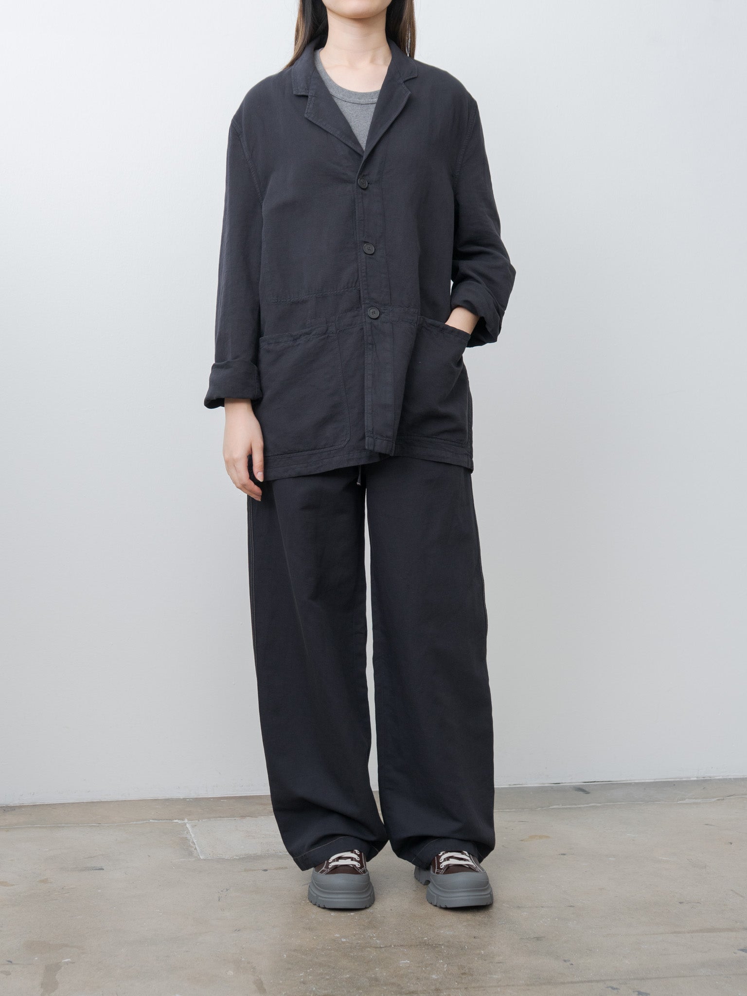 Namu Shop - Studio Nicholson SONNY Drawstring Pants - Black Grape