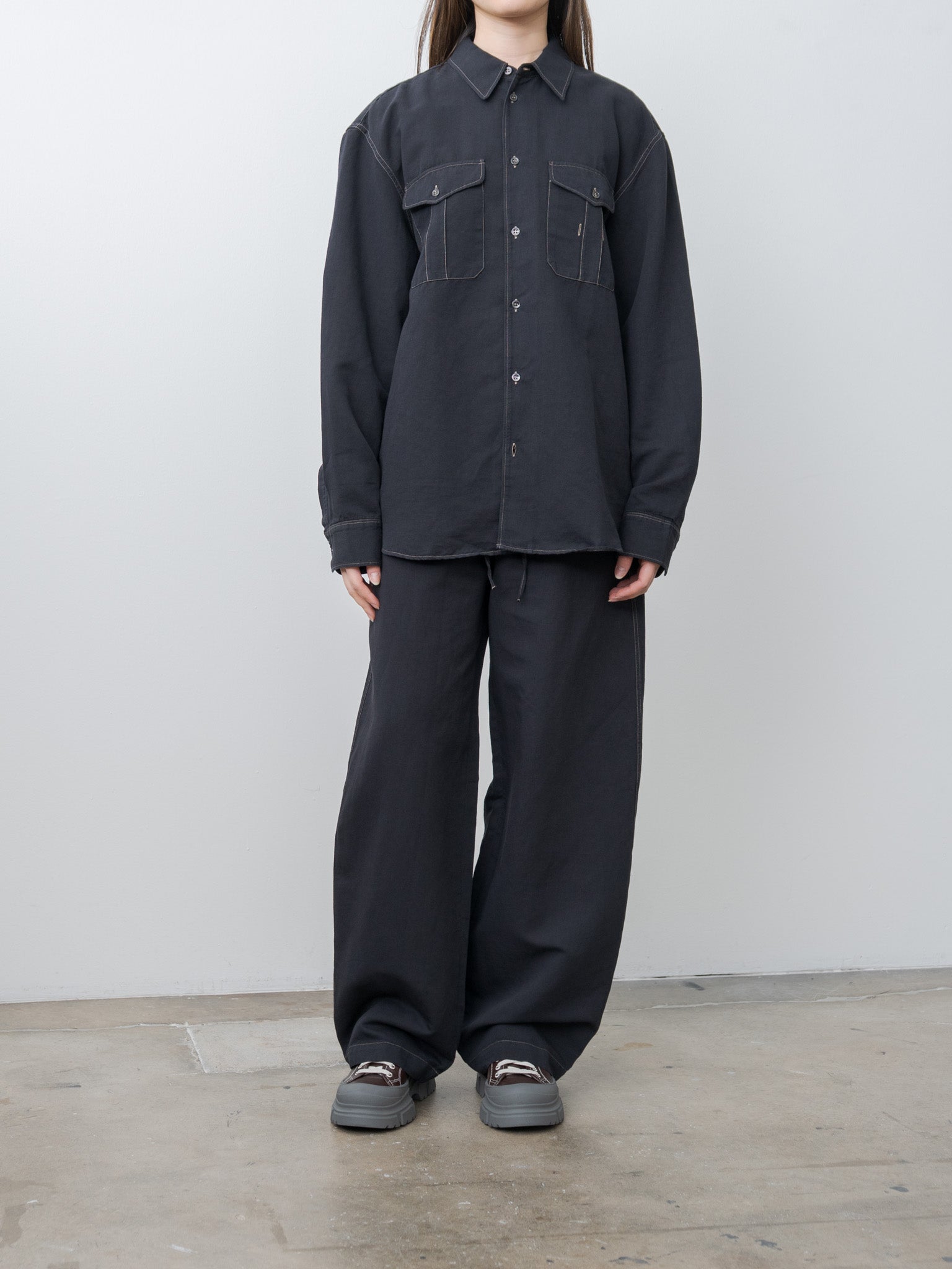 Namu Shop - Studio Nicholson SONNY Drawstring Pants - Black Grape