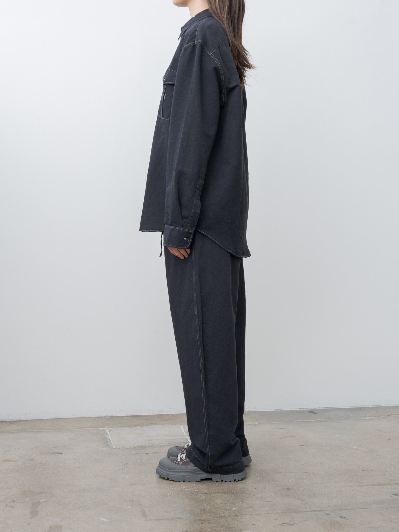 Namu Shop - Studio Nicholson LOURO Utility Pocket Shirt - Black Grape