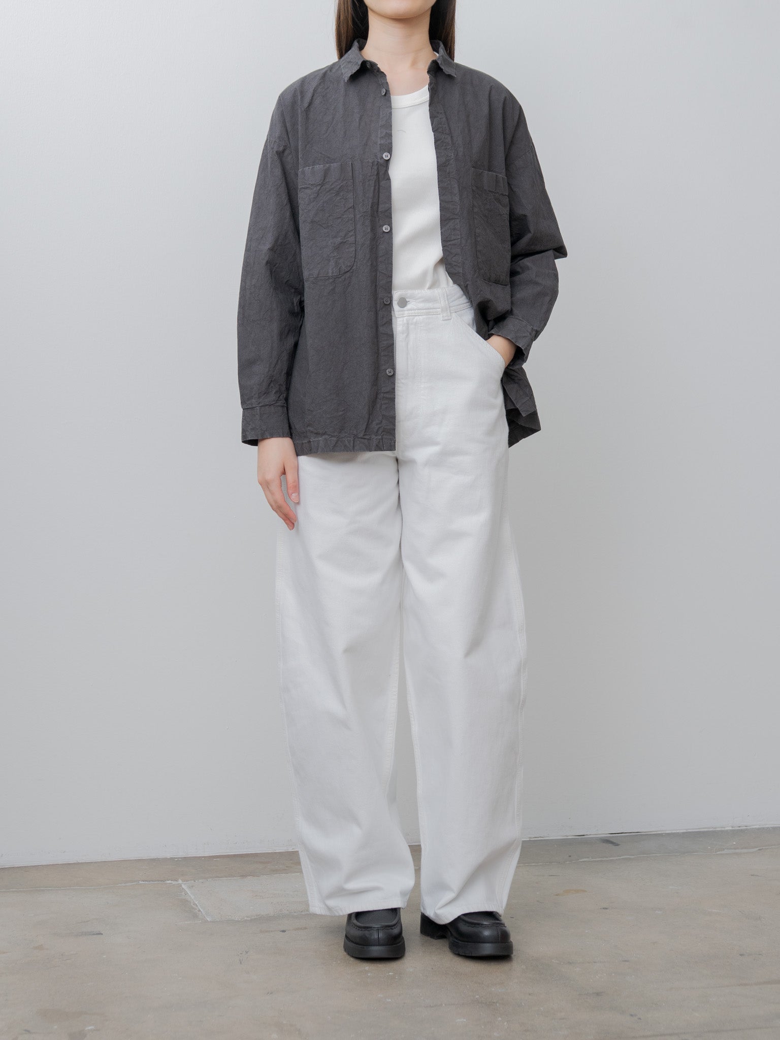 Namu Shop - Veritecoeur Garment Dyed Shirt - Sumi Gray