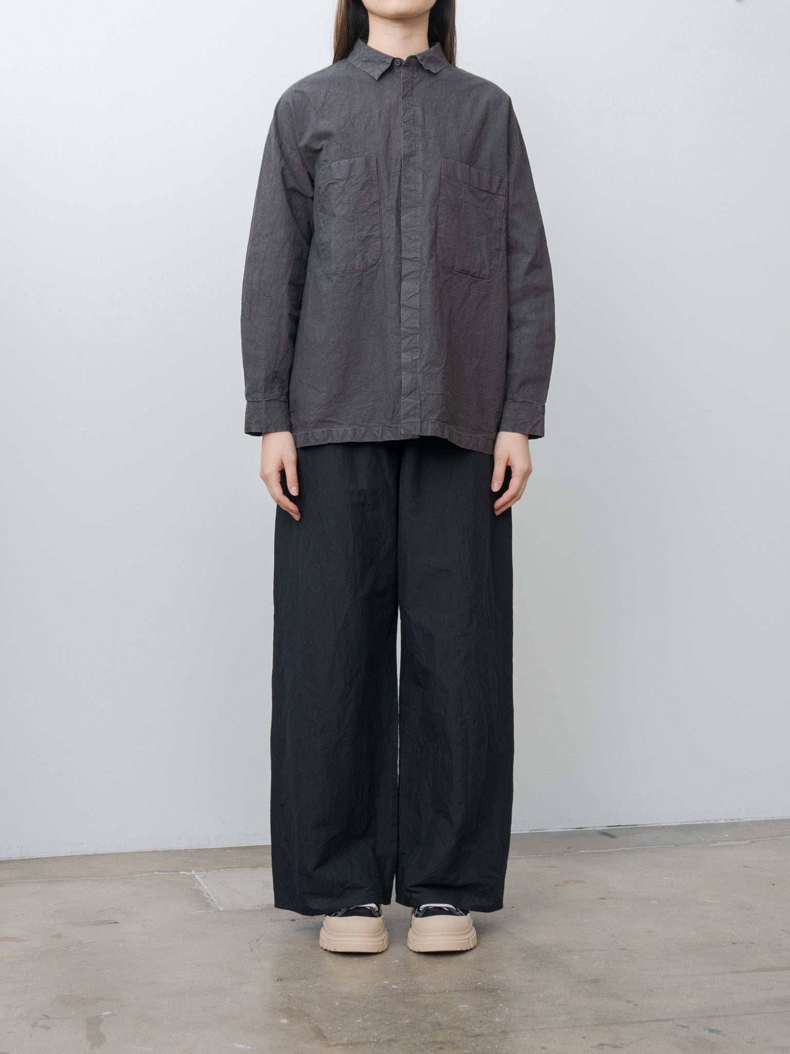 Namu Shop - Veritecoeur Garment Dyed Shirt - Sumi Gray