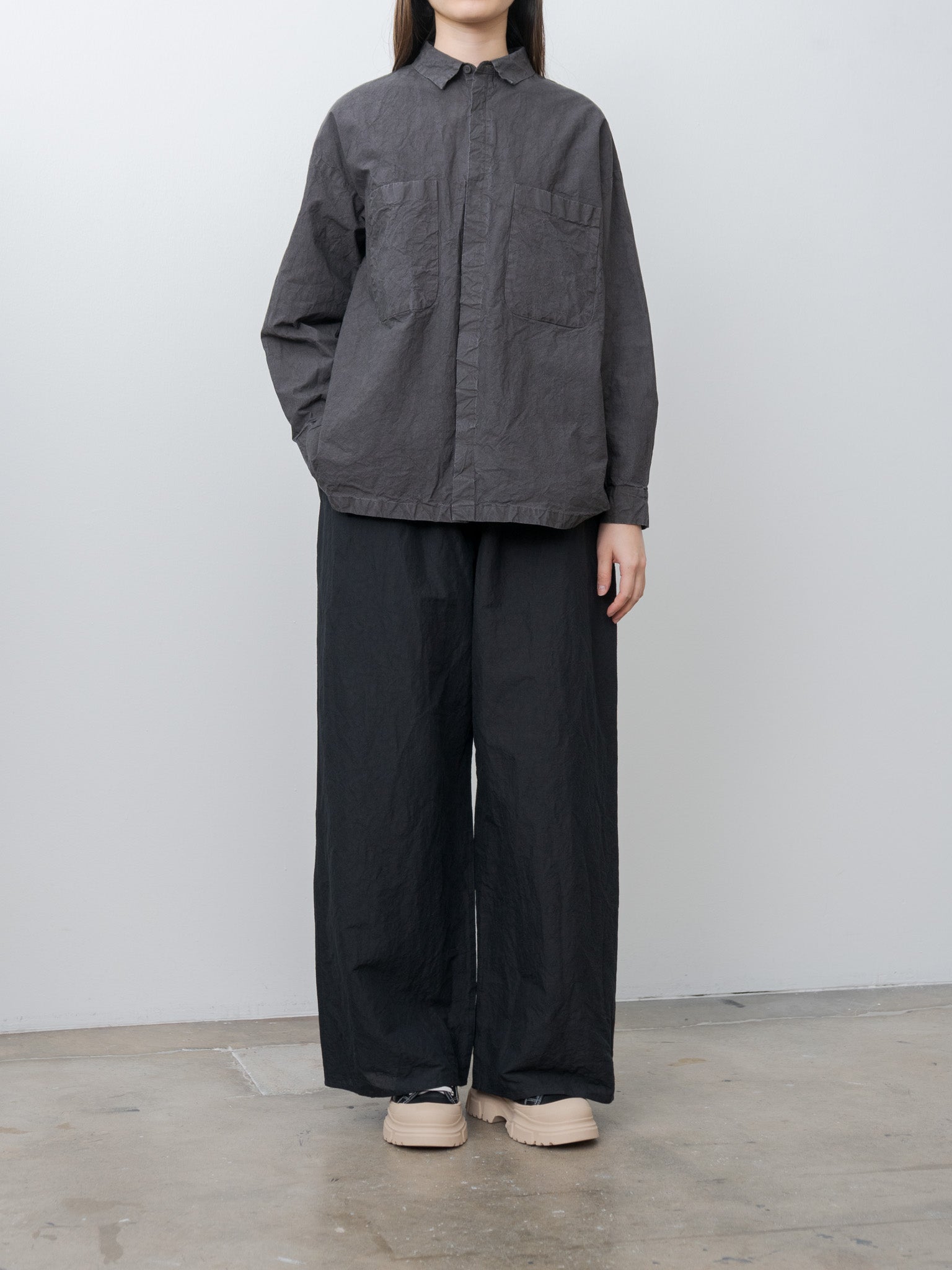 Namu Shop - Veritecoeur Garment Dyed Shirt - Sumi Gray