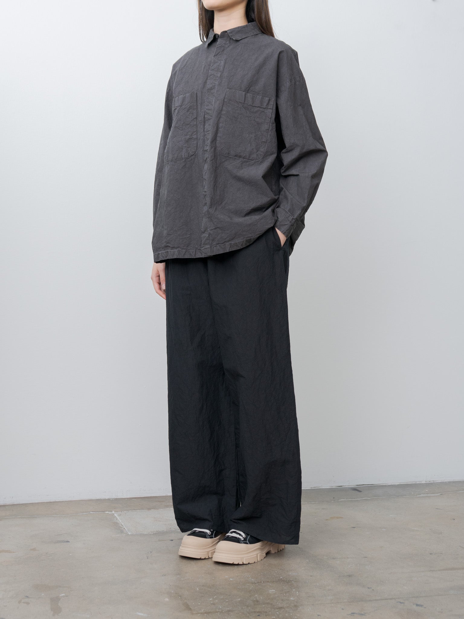 Namu Shop - Veritecoeur Garment Dyed Shirt - Sumi Gray