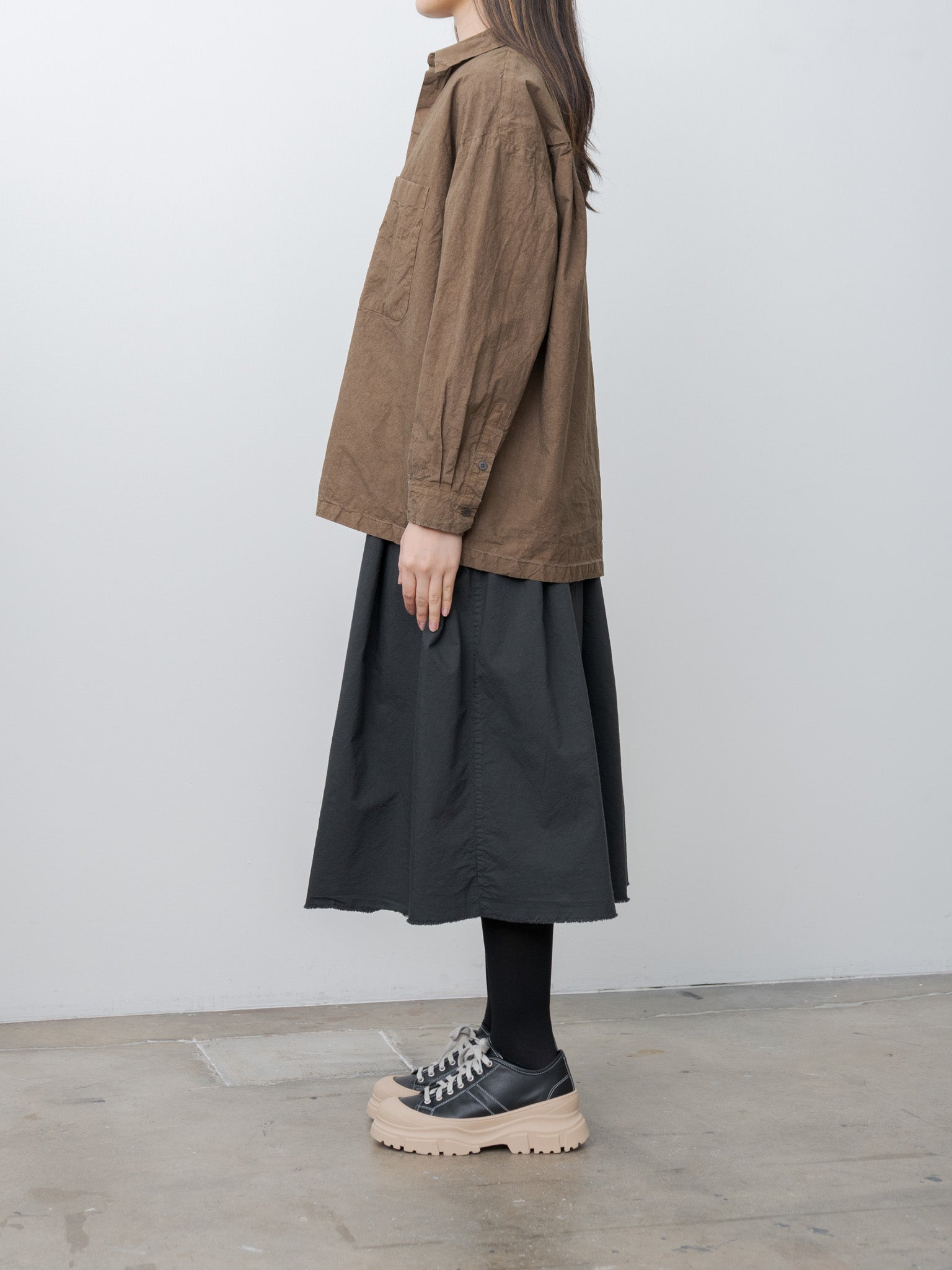 Namu Shop - Veritecoeur Garment Dyed Shirt - Brown