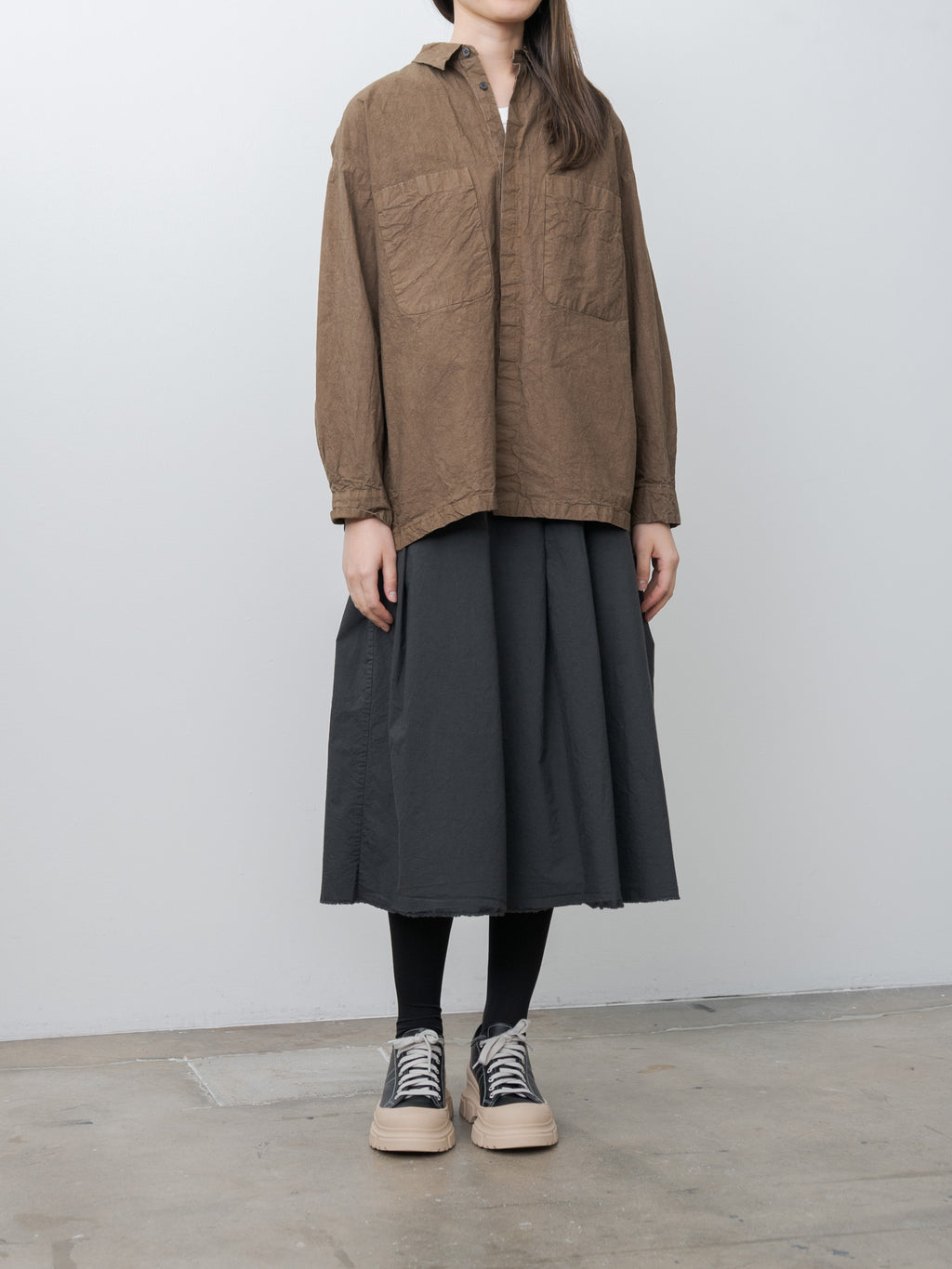 Namu Shop - Veritecoeur Garment Dyed Shirt - Brown