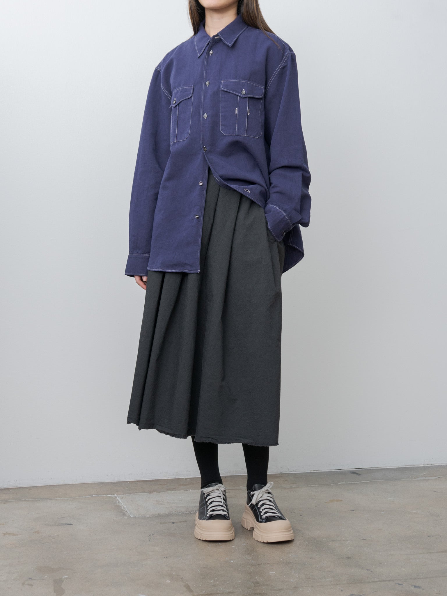 Namu Shop - Veritecoeur Tuck Skirt - Gray