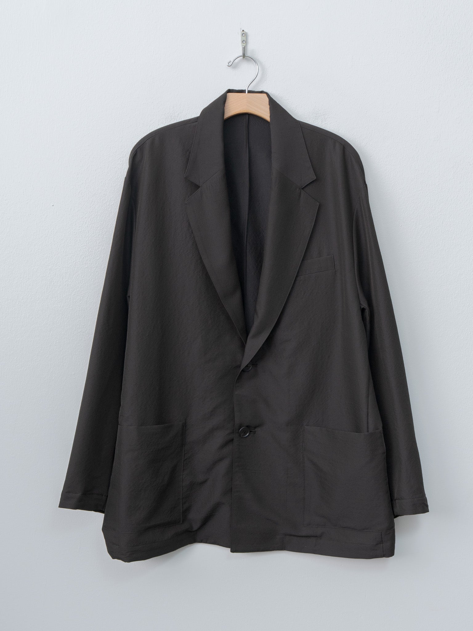 Namu Shop - ssstein Wool Silk Single Breasted Jacket - Dark Charcoal
