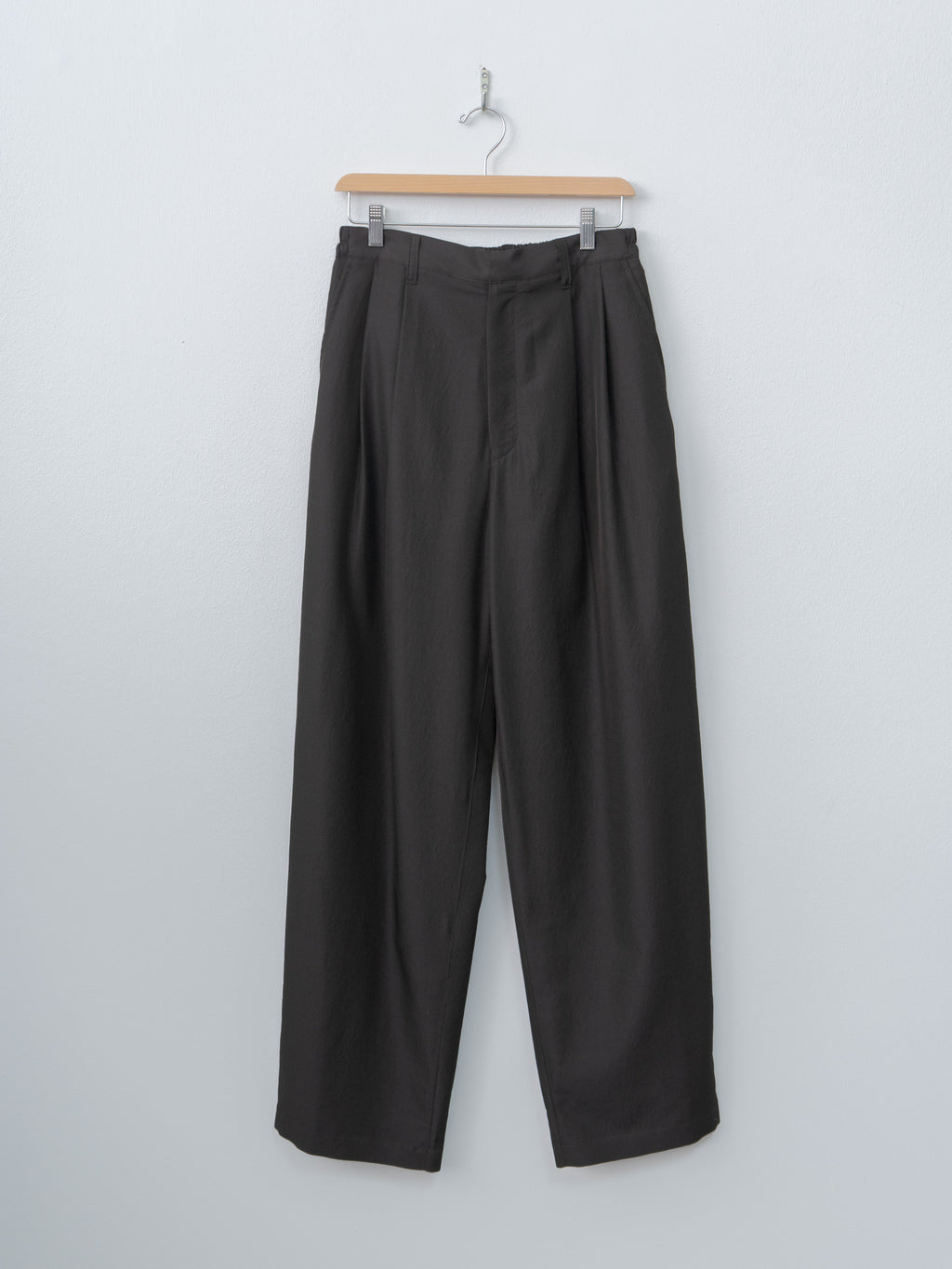 Namu Shop - ssstein Wool Silk Wide Easy Trousers - Dark Charcoal