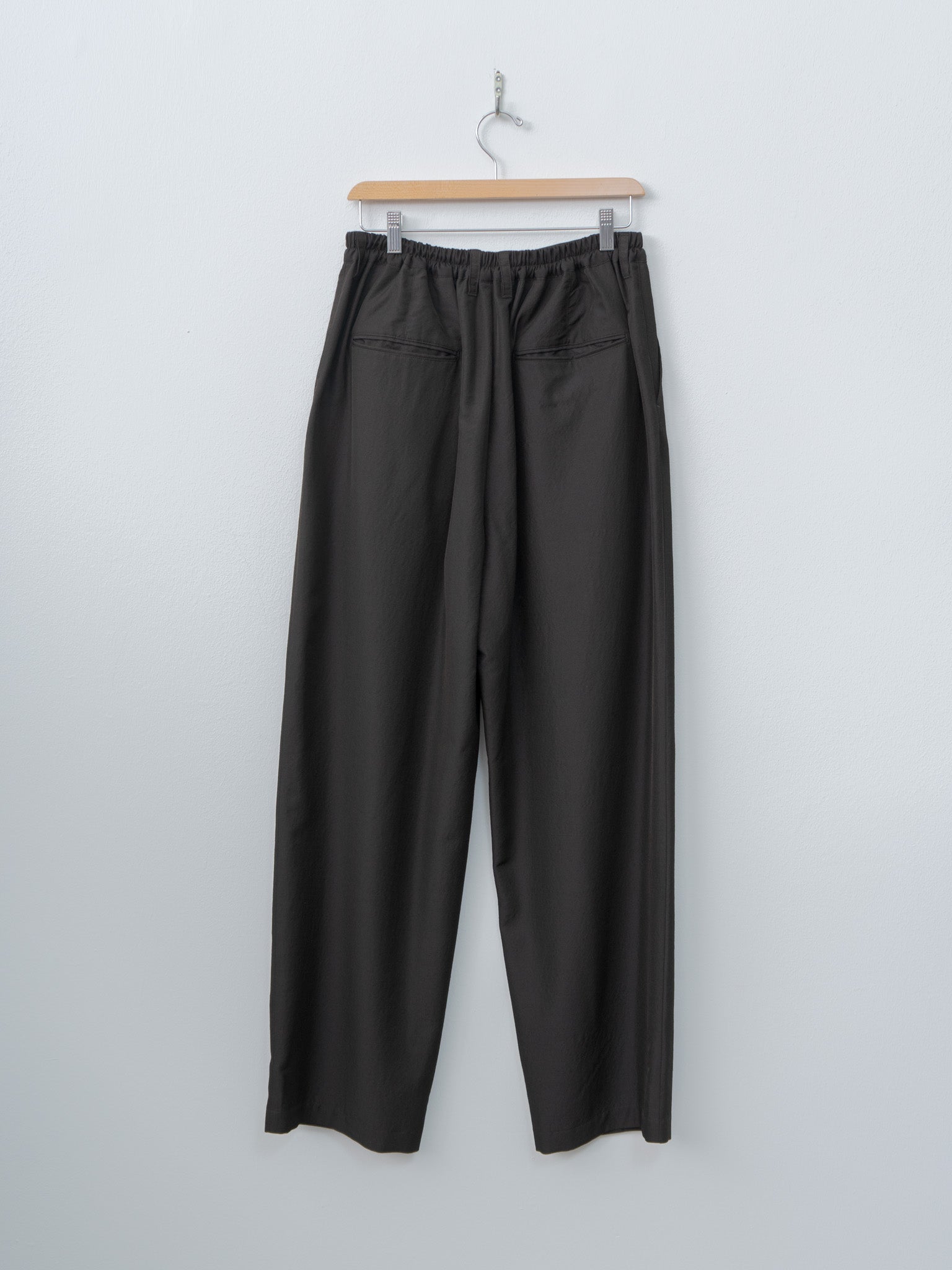 Namu Shop - ssstein Wool Silk Wide Easy Trousers - Dark Charcoal