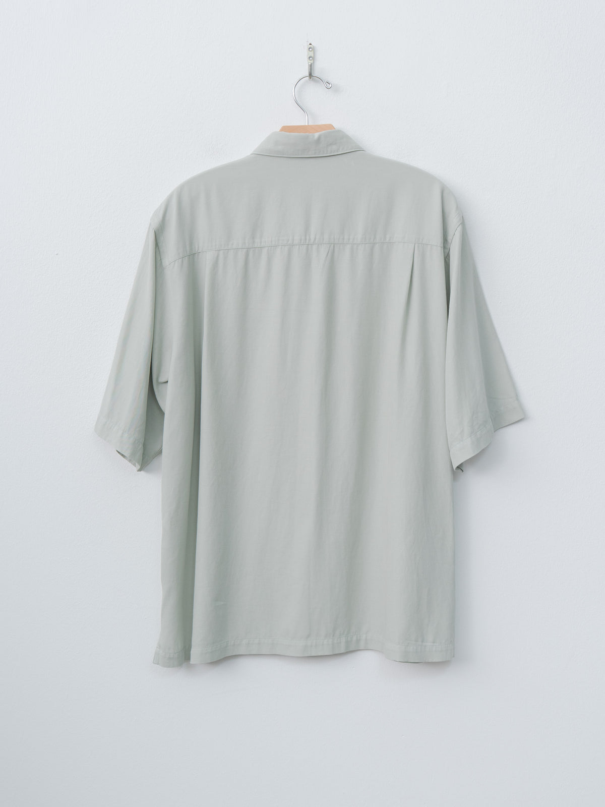 Namu Shop - Aton Cotton Silk Viera Loose Fit Half Sleeve Shirt - Green
