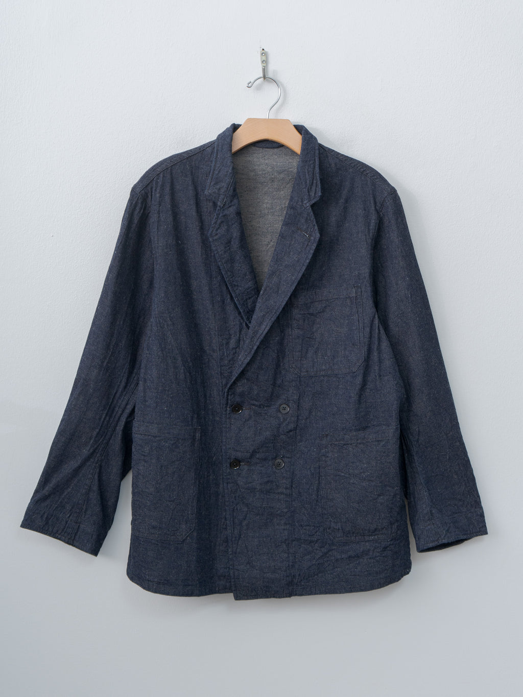 Namu Shop - Kaptain Sunshine Cotton Linen Denim DB Take Easy Jacket - Indigo