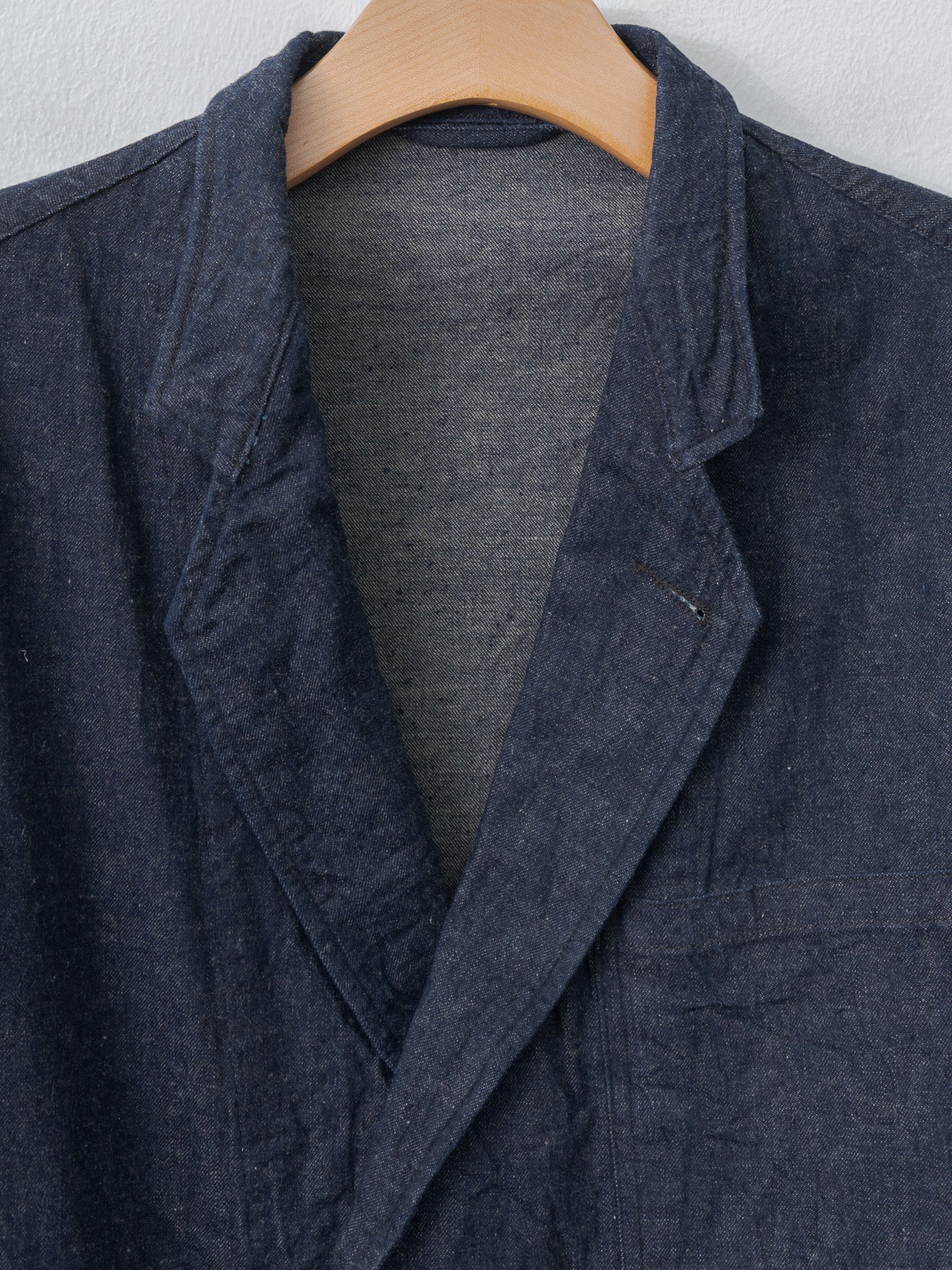 Namu Shop - Kaptain Sunshine Cotton Linen Denim DB Take Easy Jacket - Indigo