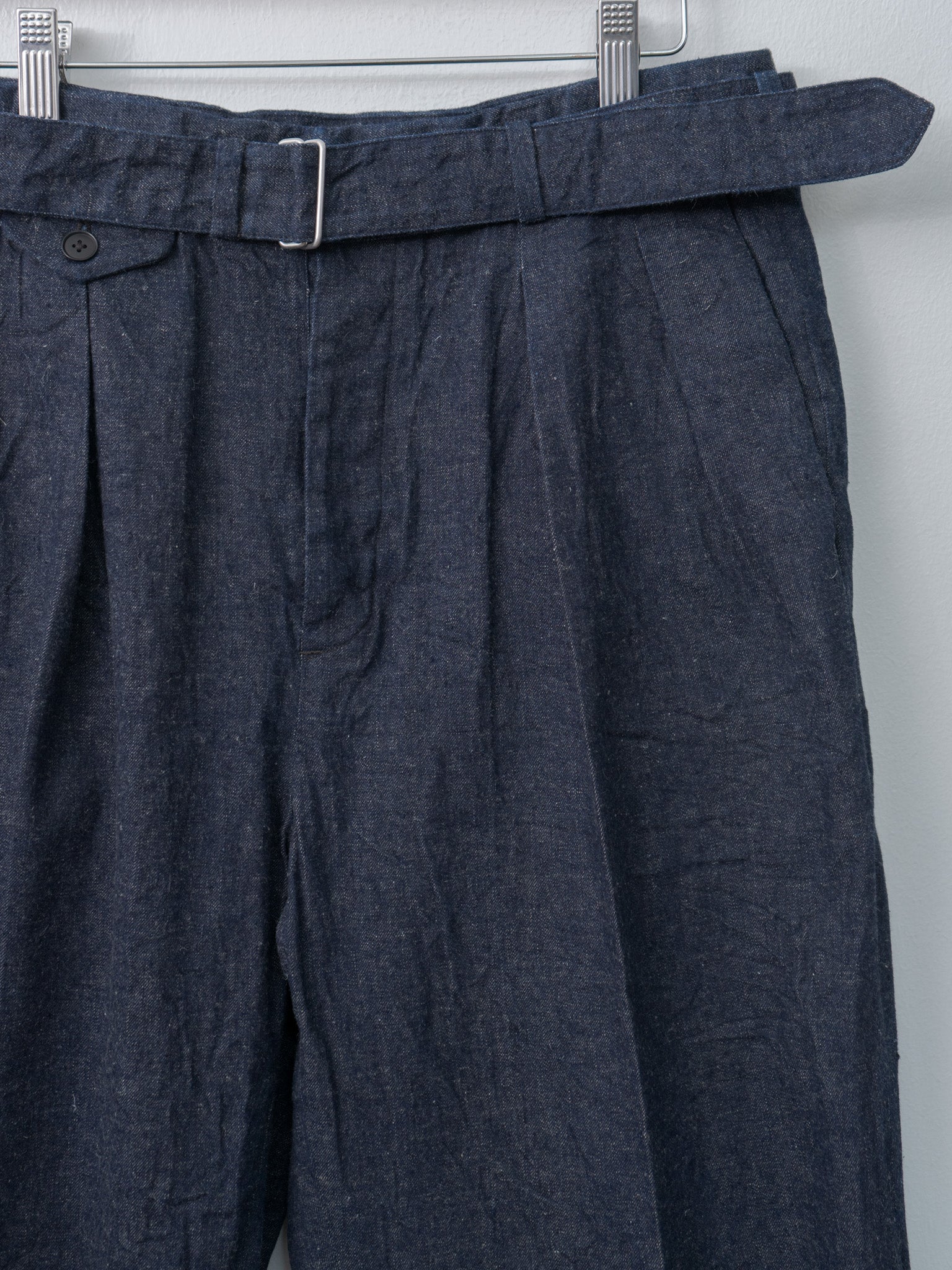 Namu Shop - Kaptain Sunshine Cotton Linen Denim Riviera Trousers - Indigo