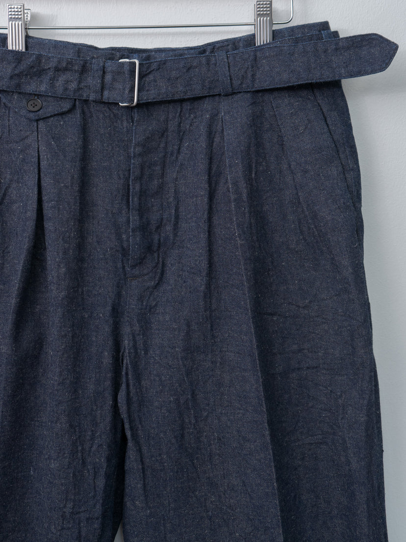 Namu Shop - Kaptain Sunshine Cotton Linen Denim Riviera Trousers - Indigo