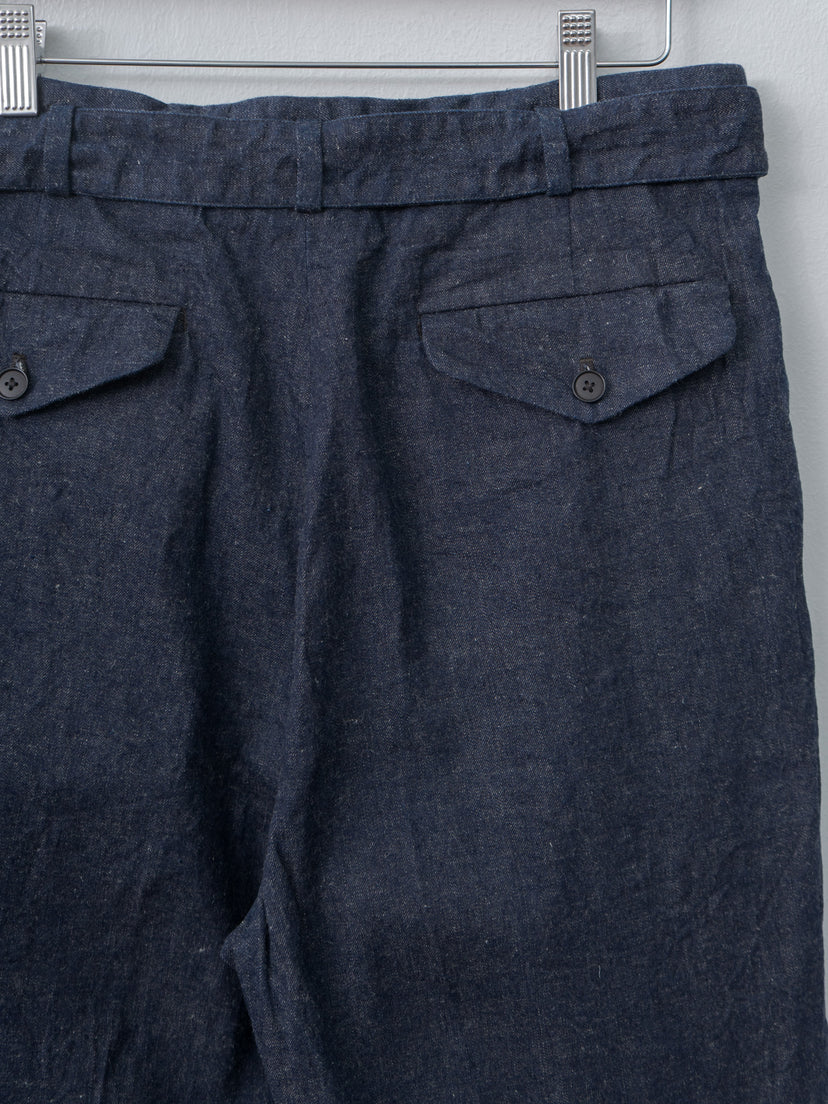 Namu Shop - Kaptain Sunshine Cotton Linen Denim Riviera Trousers - Indigo