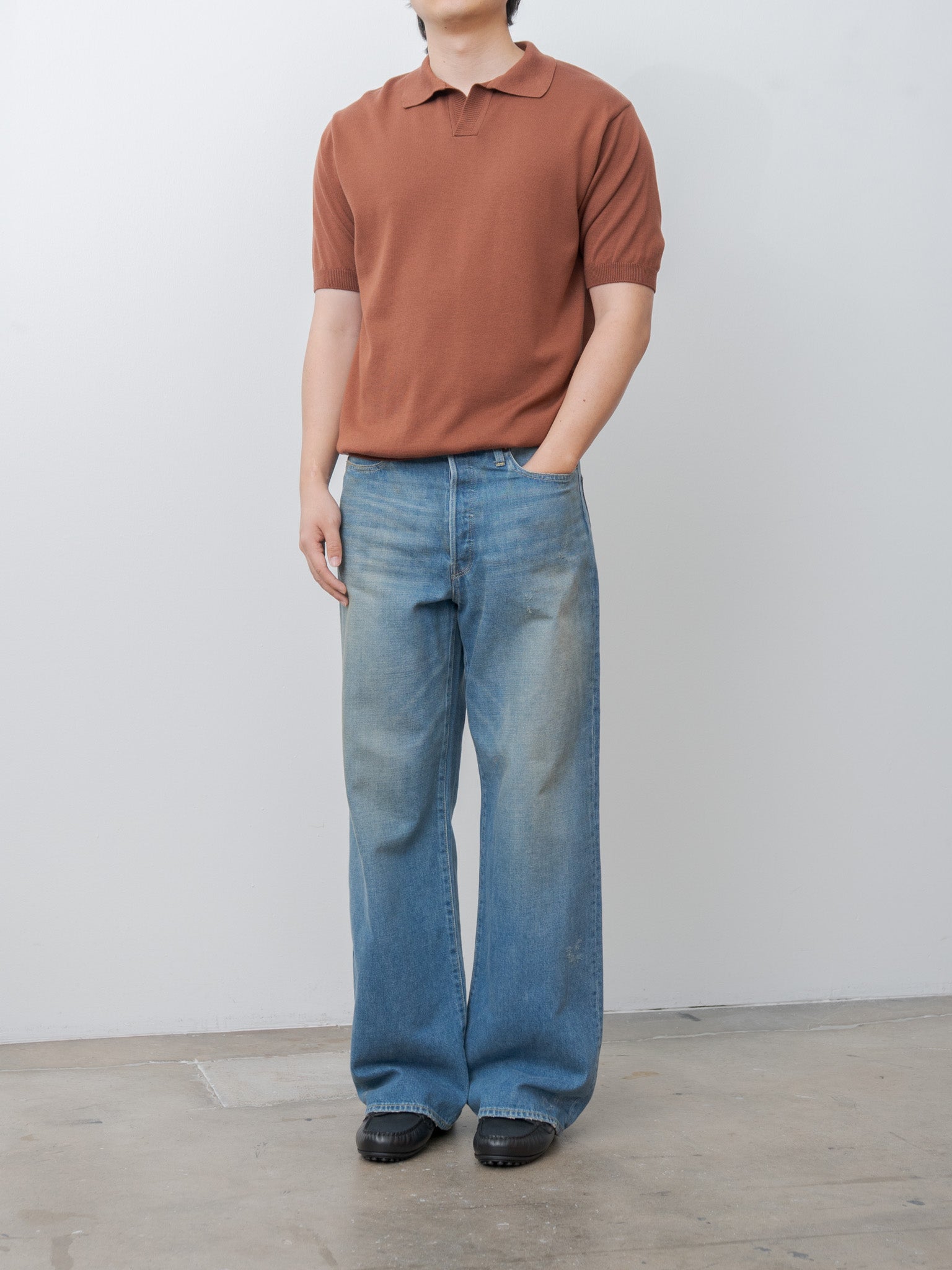 Namu Shop - Fujito Knit Skipper Polo - Brown