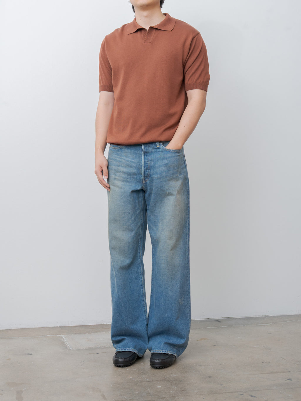 Namu Shop - Fujito Knit Skipper Polo - Brown