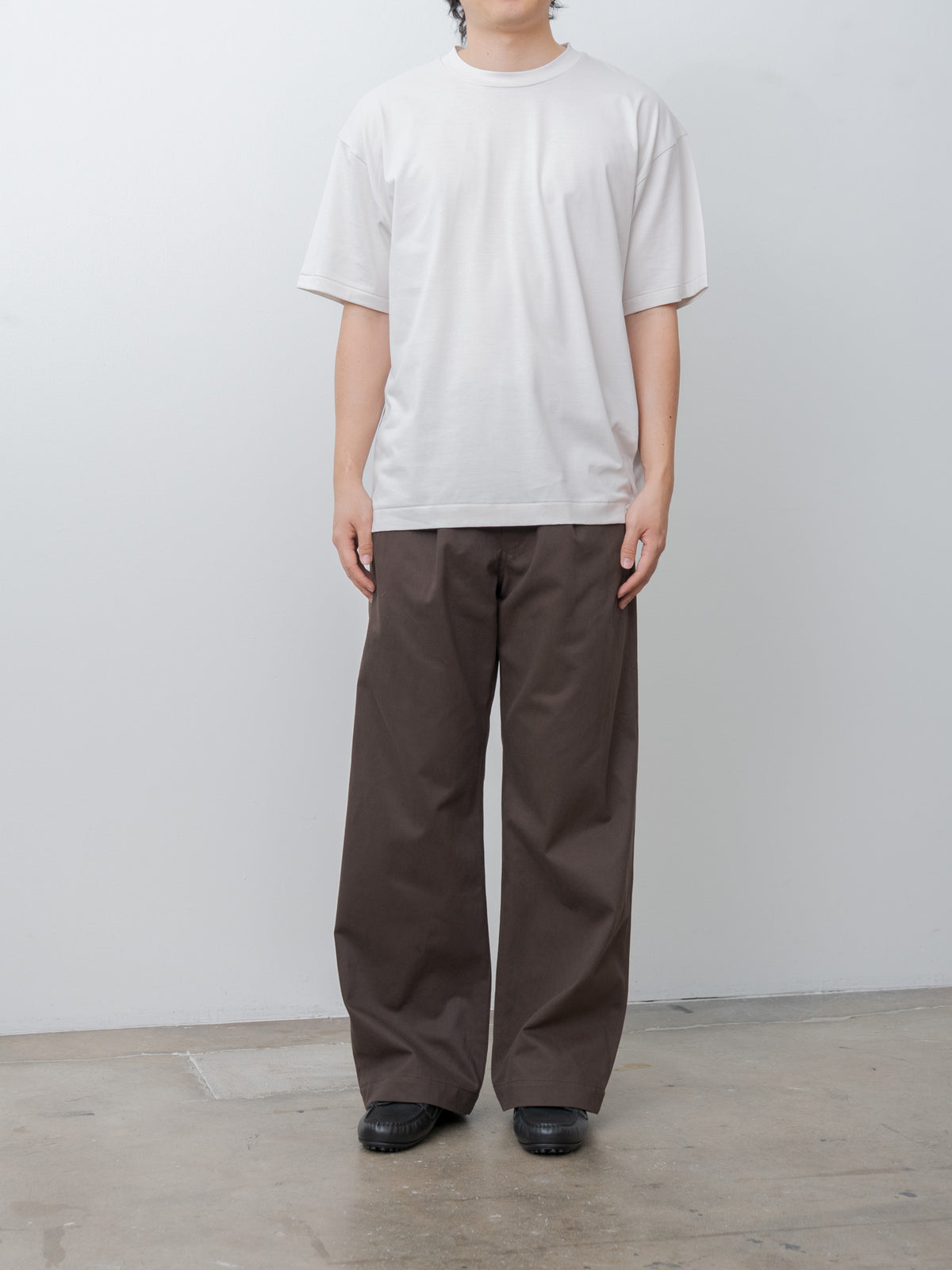 Namu Shop - ssstein Brushed Chino One Tuck Wide Pants - Brown