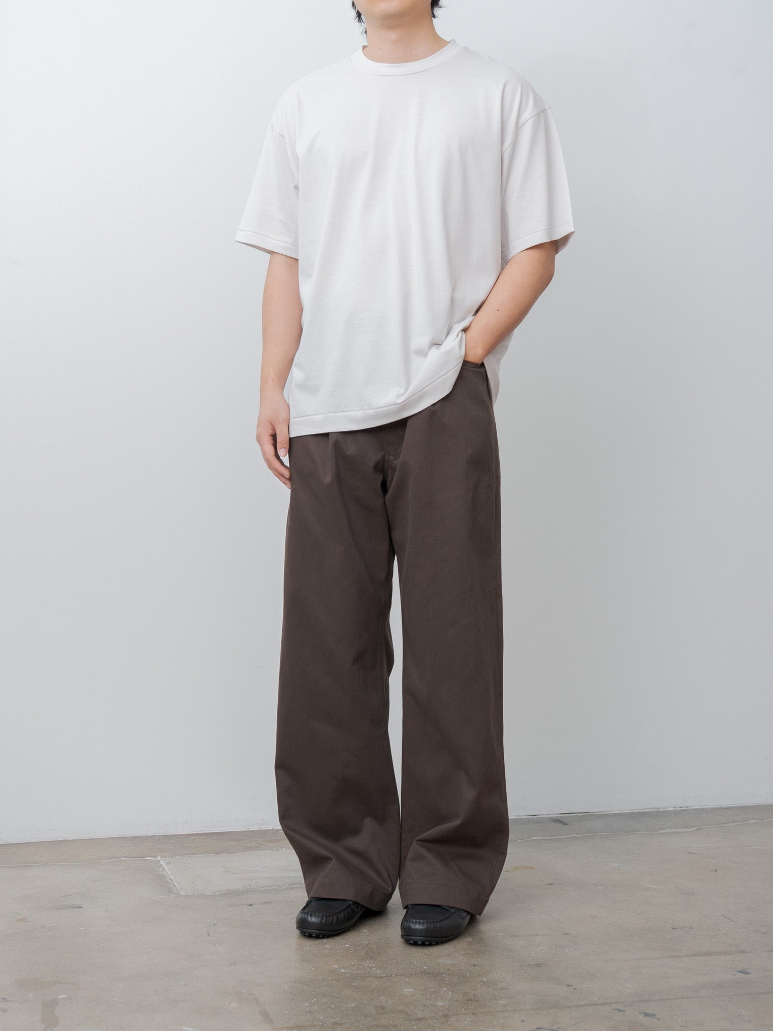 Namu Shop - ssstein Brushed Chino One Tuck Wide Pants - Brown