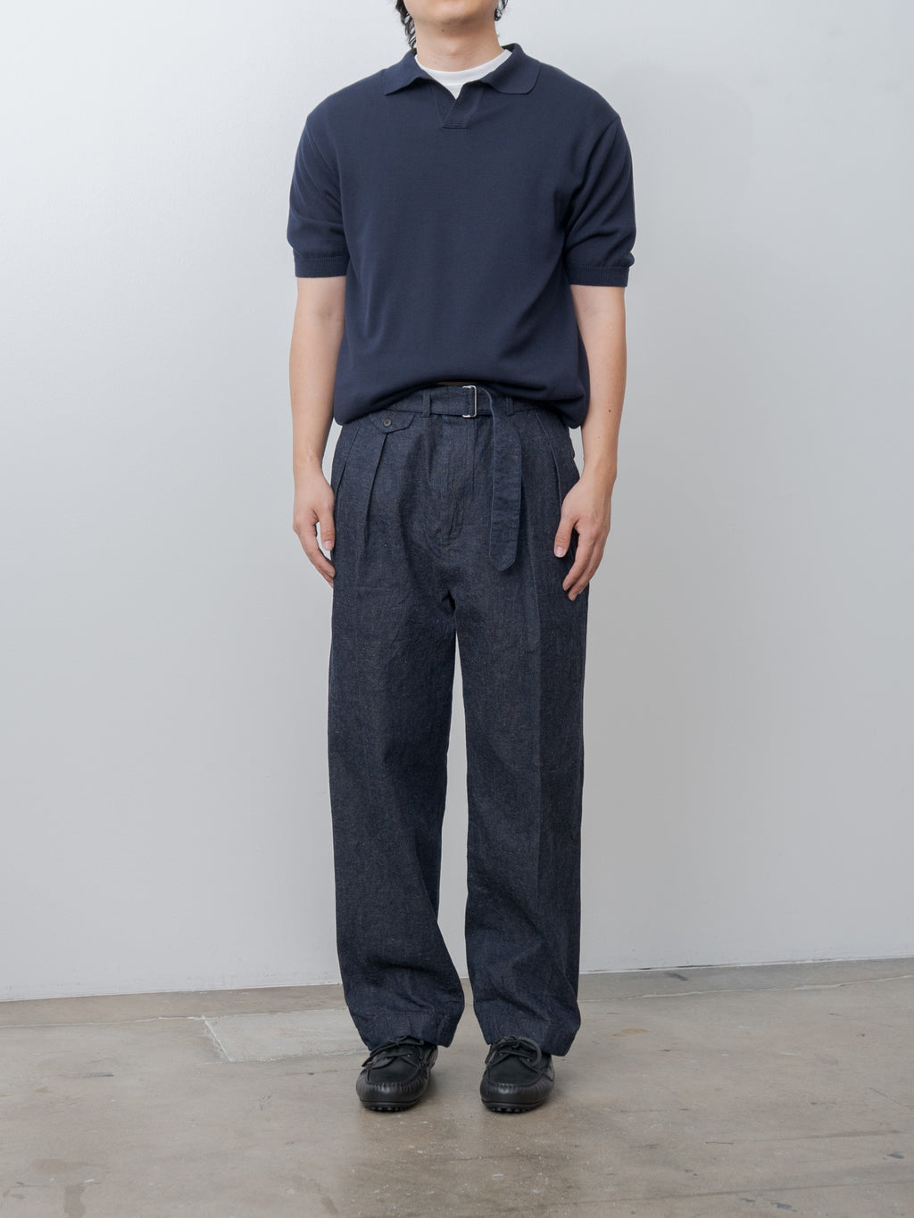 Namu Shop - Fujito Knit Skipper Polo - Navy