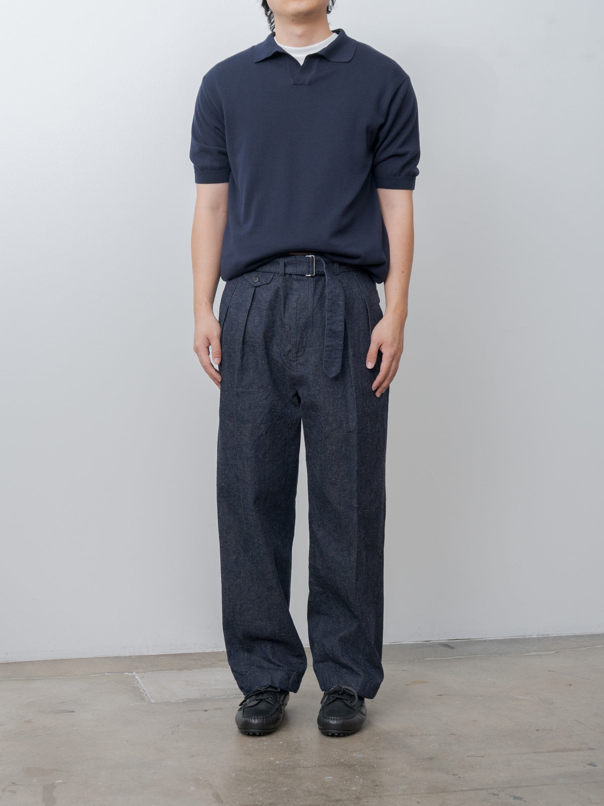 Namu Shop - Kaptain Sunshine Cotton Linen Denim Riviera Trousers - Indigo