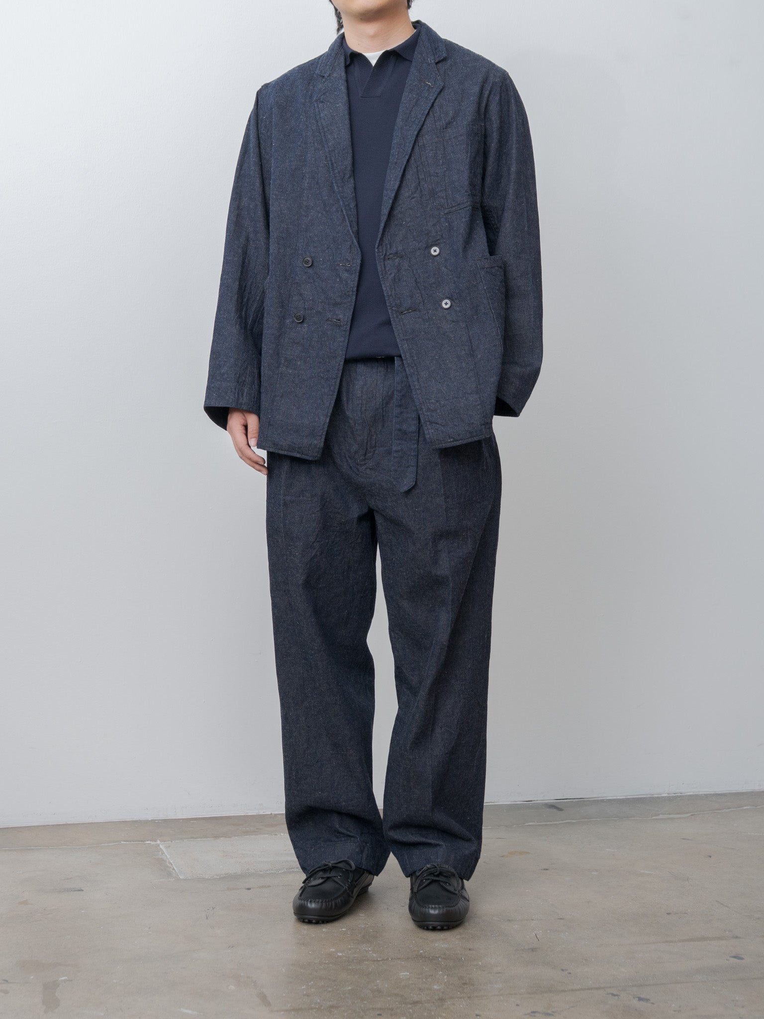 Namu Shop - Kaptain Sunshine Cotton Linen Denim Riviera Trousers - Indigo