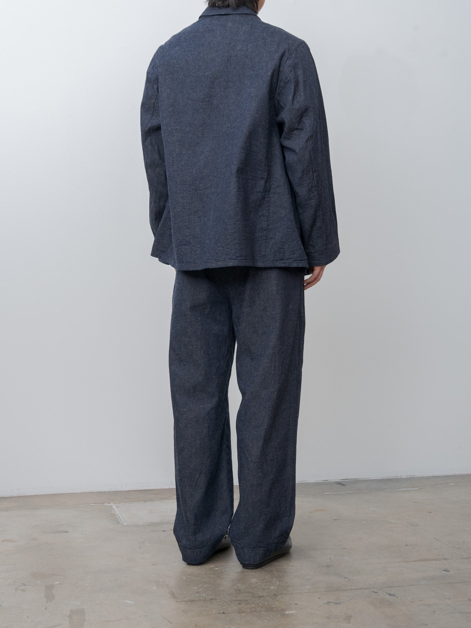 Namu Shop - Kaptain Sunshine Cotton Linen Denim DB Take Easy Jacket - Indigo