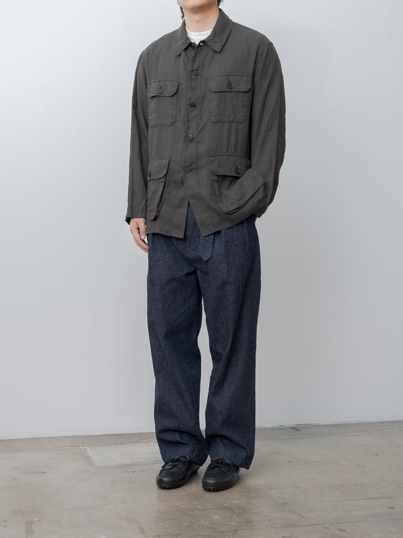 Namu Shop - Kaptain Sunshine Cotton Linen Denim Riviera Trousers - Indigo