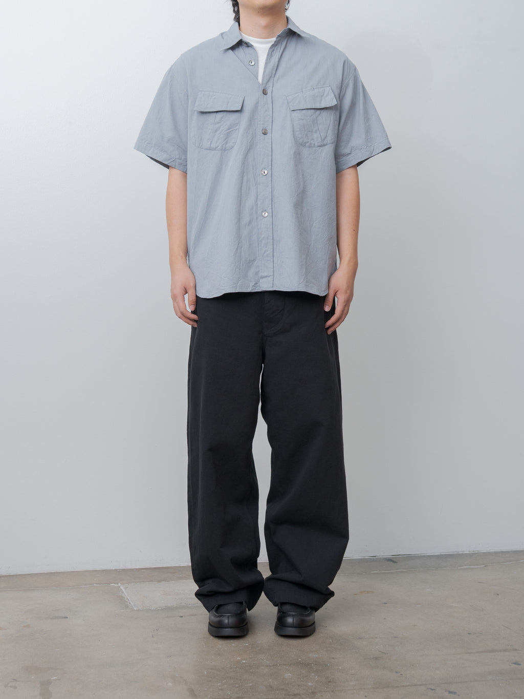 Namu Shop - Fujito S/S Fatigue Shirt - Mix Blue