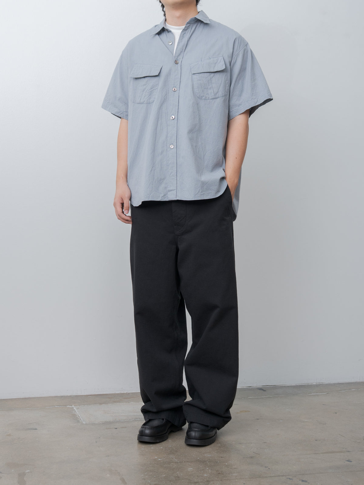 Namu Shop - Fujito S/S Fatigue Shirt - Mix Blue