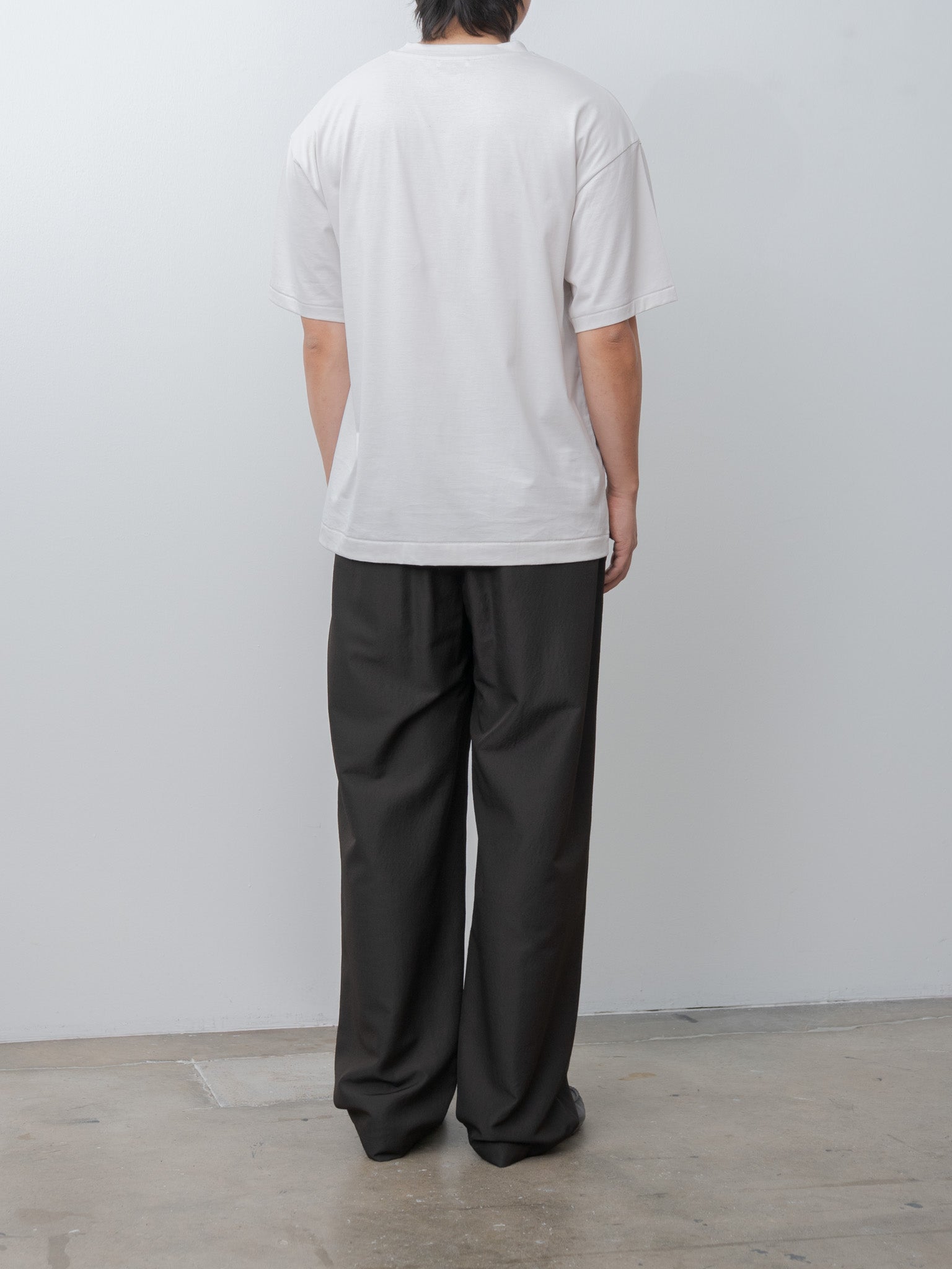 Namu Shop - ssstein Wool Silk Wide Easy Trousers - Dark Charcoal