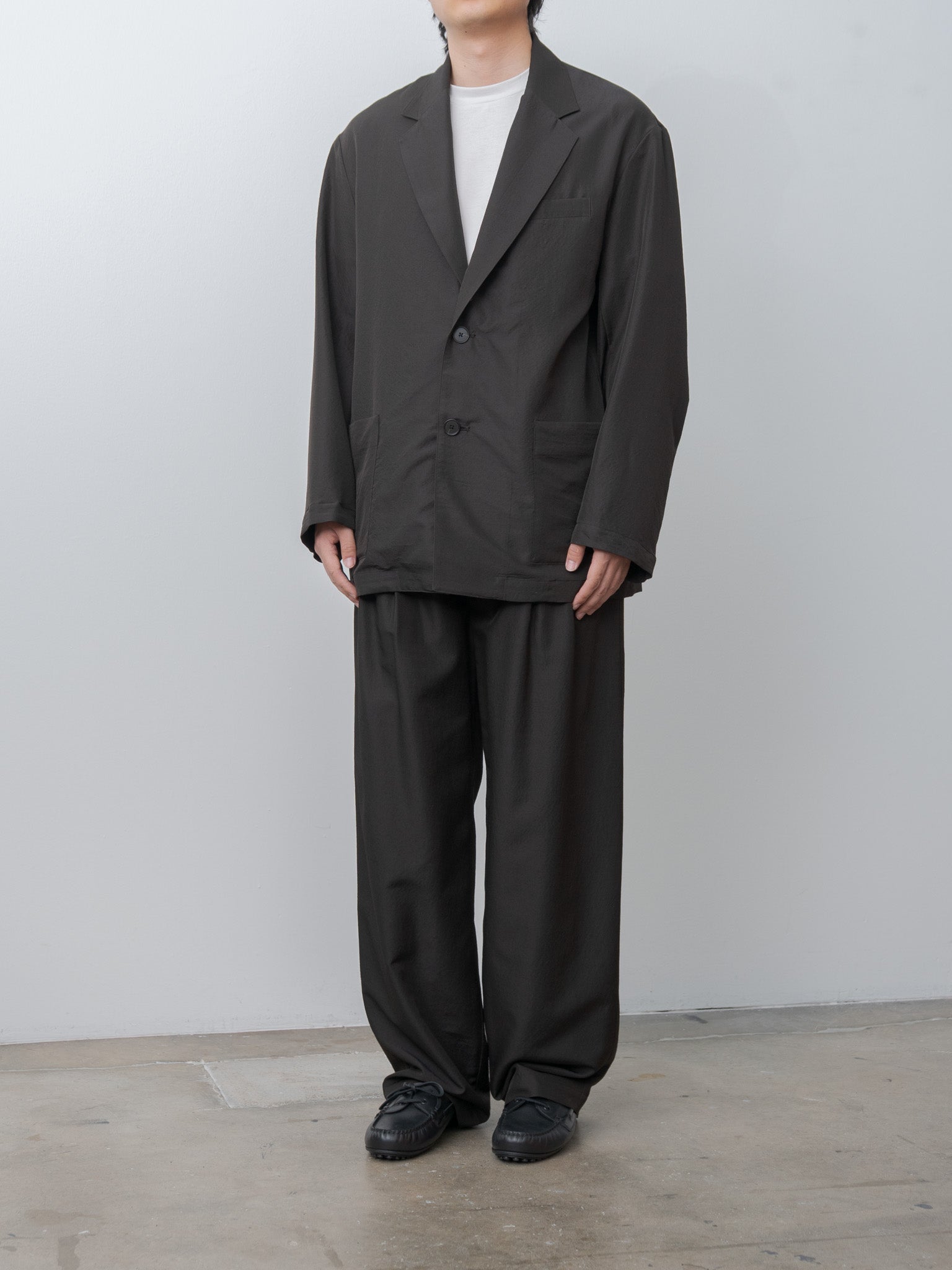 Namu Shop - ssstein Wool Silk Single Breasted Jacket - Dark Charcoal