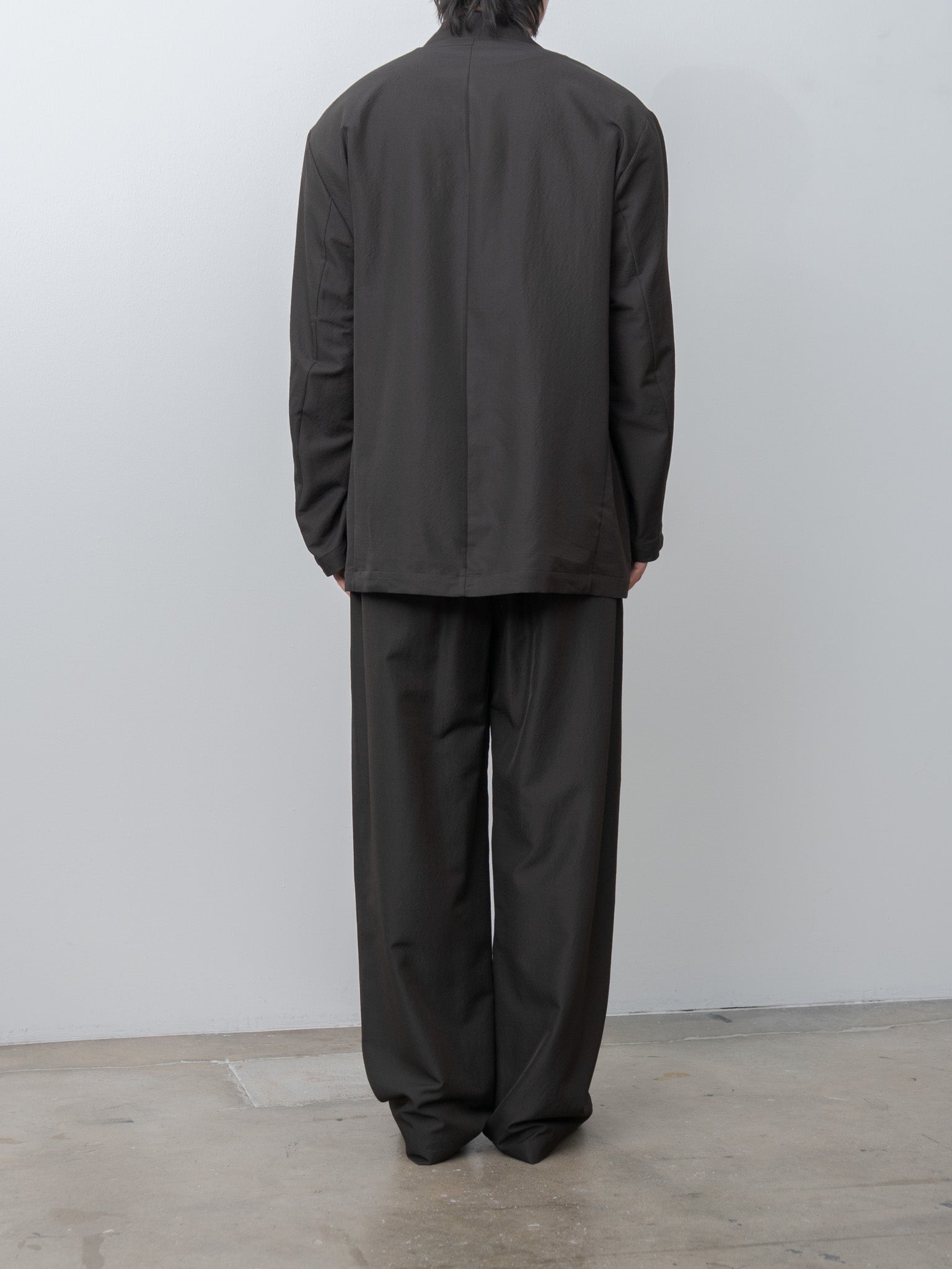 Namu Shop - ssstein Wool Silk Wide Easy Trousers - Dark Charcoal