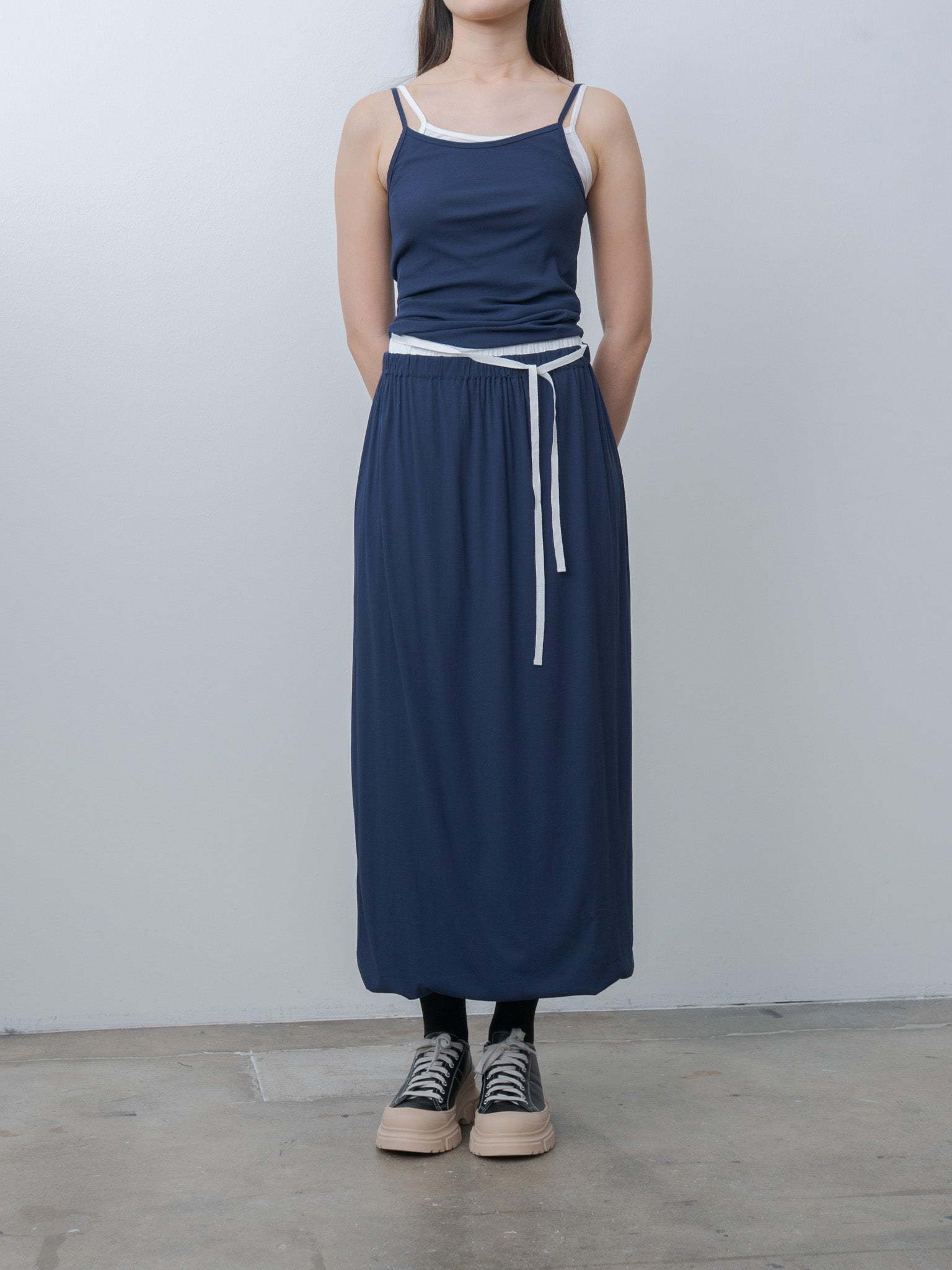 Namu Shop - Babaco Twisted Cotton Skirt - Navy