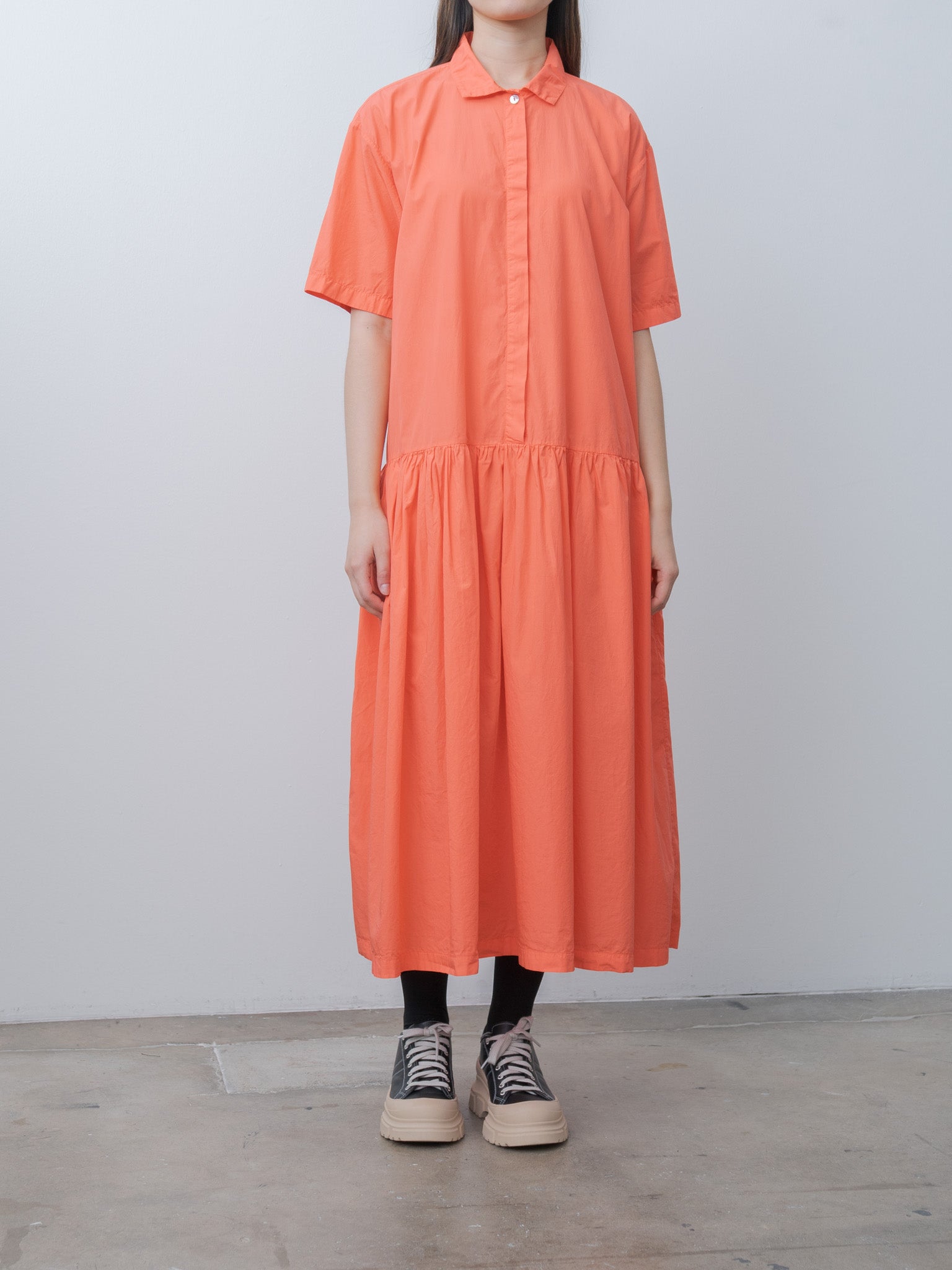 Nitto Gea Dress - Coral, Cotton Poplin