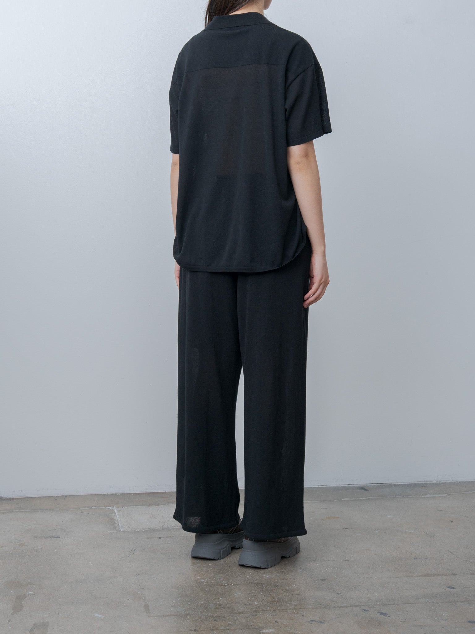 Namu Shop - Aton High Twist Cotton Wide Easy Pants - Black