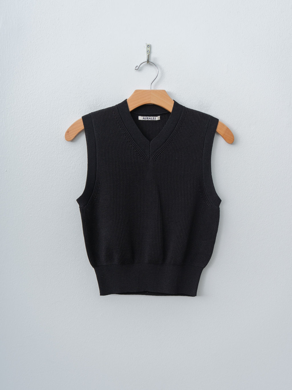 Namu Shop - Auralee Flat Yarn Rib Knit Vest - Black