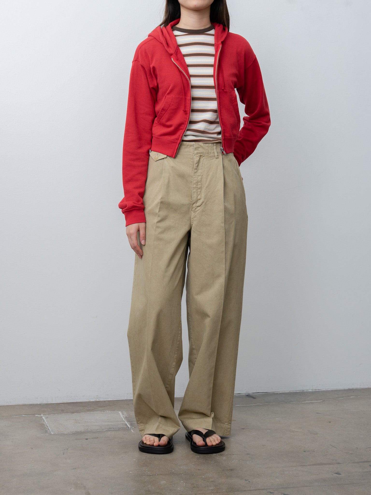 Garment-Dyed Finx Light Chino One-Tuck Wide Pants - Beige