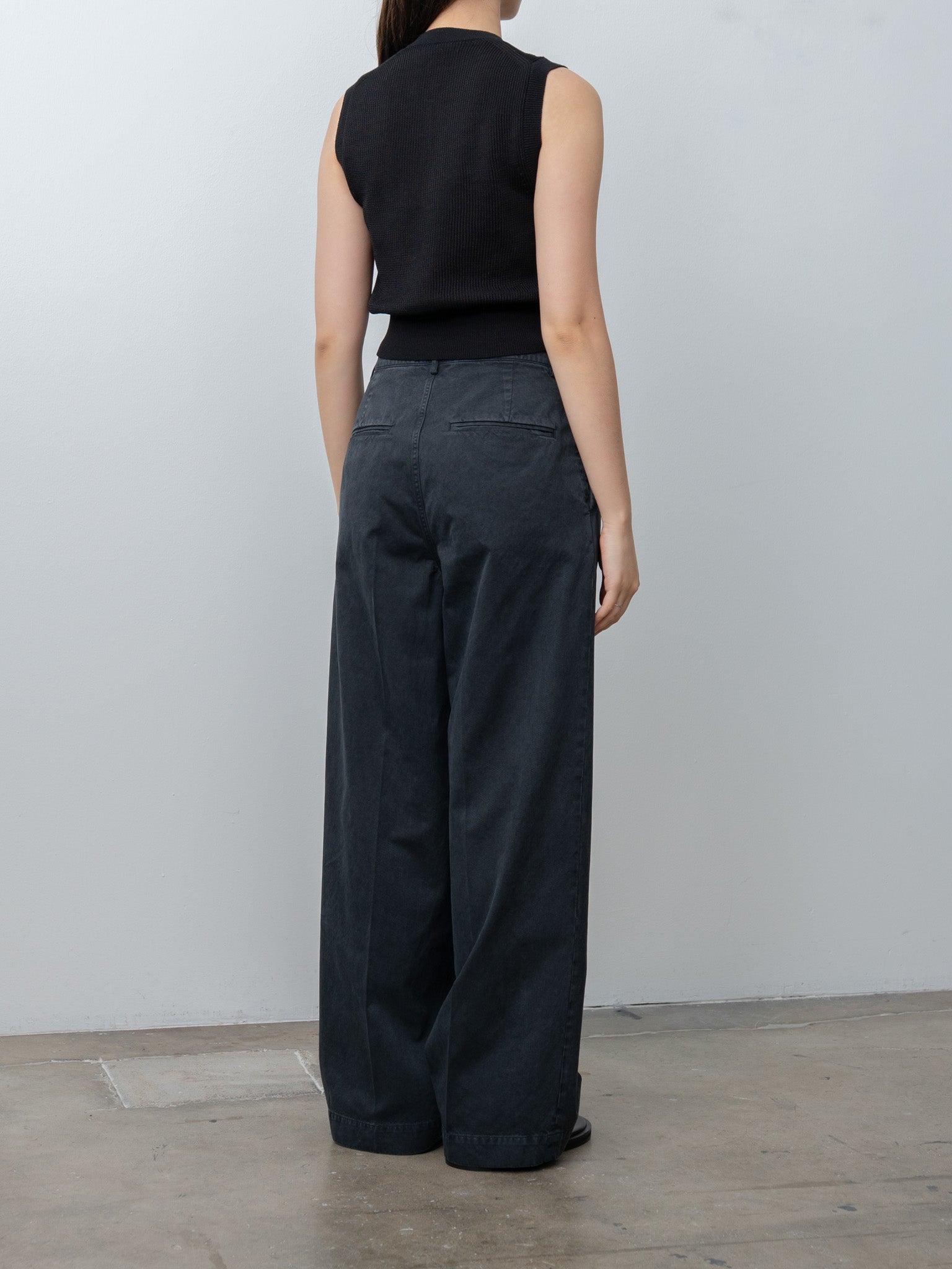 Namu Shop - Auralee Garment-Dyed Finx Light Chino One-Tuck Wide Pants - Black