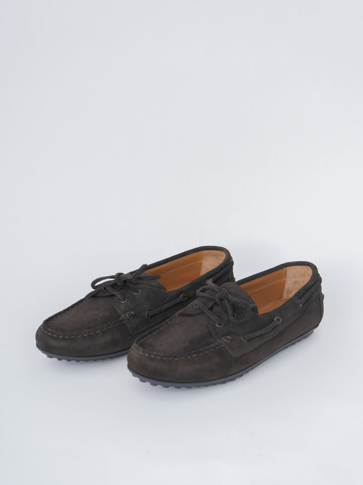 730TS Italian Navy Military Deck Shoes - Dark Brown Suede