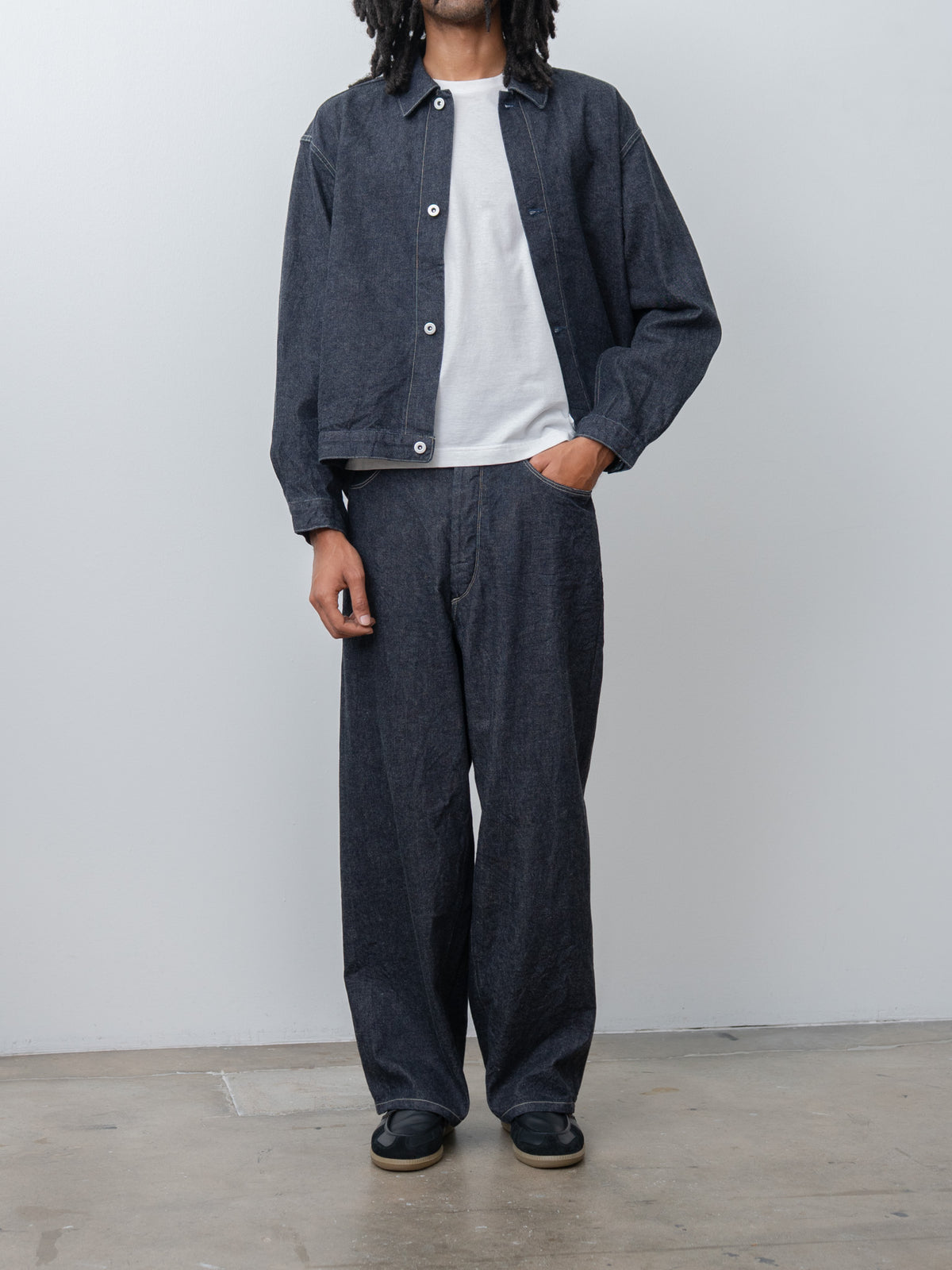 Namu Shop - Blurhms 12.9oz Denim Bias Belted Pants - Indigo