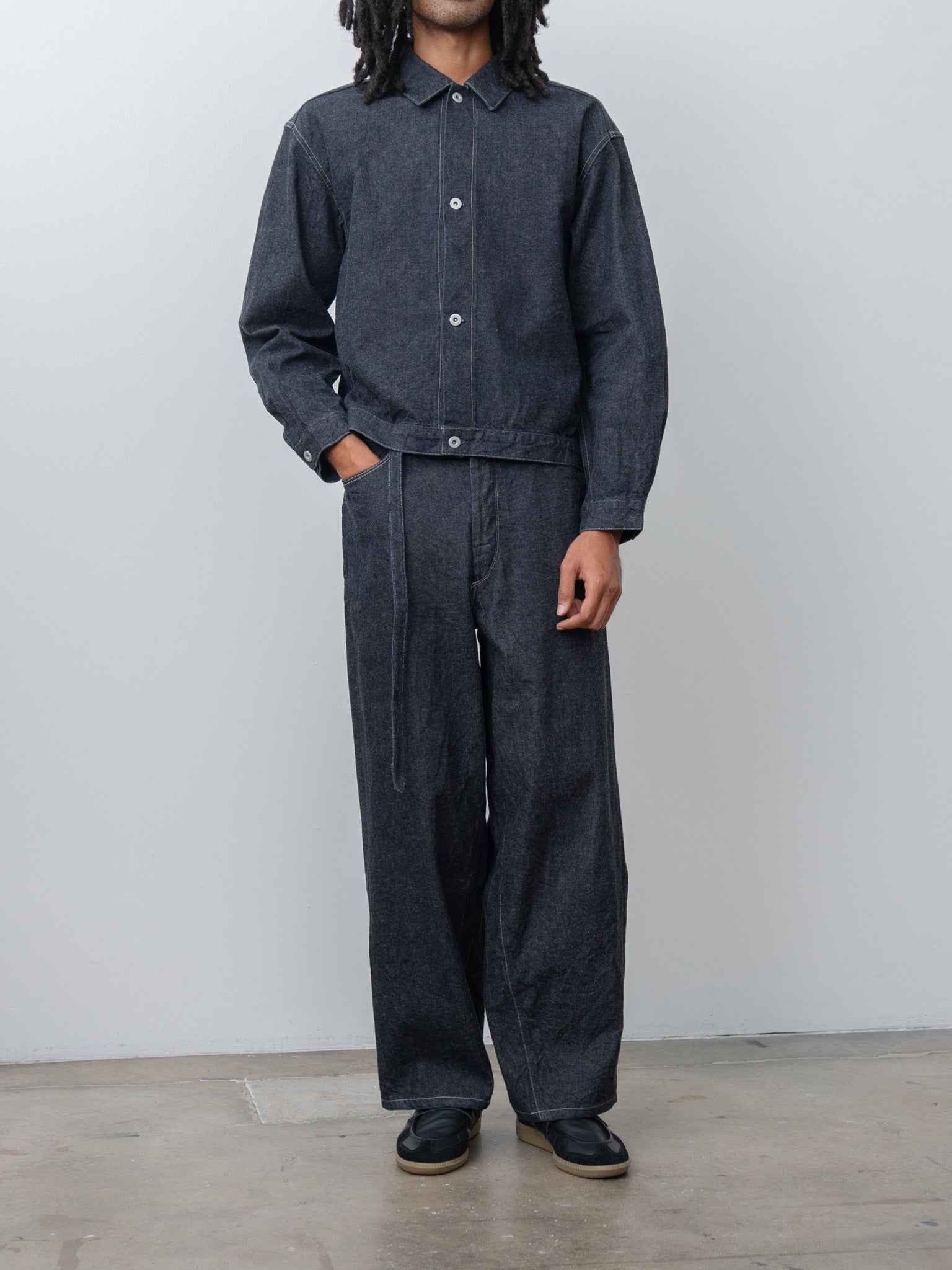 Namu Shop - Blurhms 12.9oz Denim Bias Belted Pants - Indigo