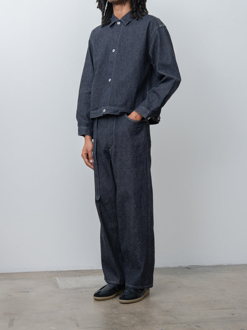 Namu Shop - Blurhms 12.9oz Denim Bias Belted Pants - Indigo